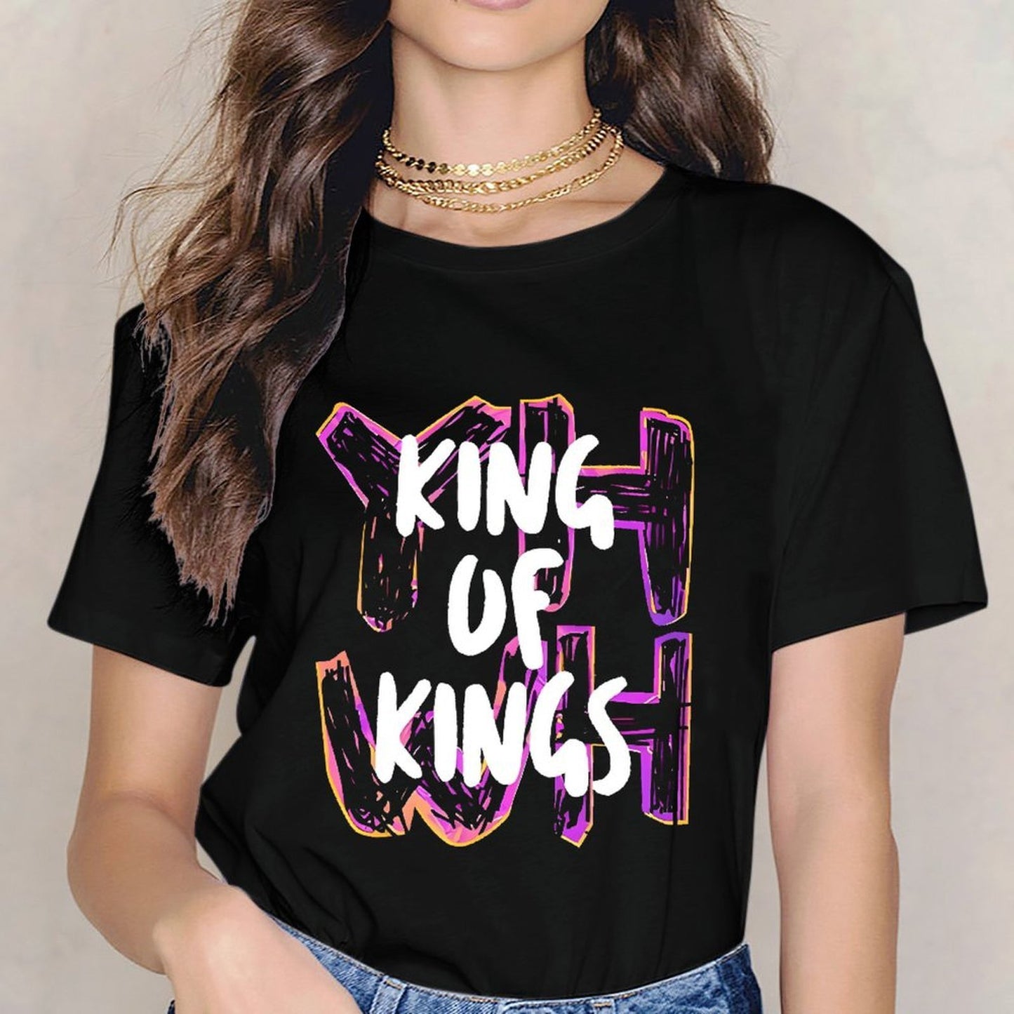Inkmay Casual Cotton T-shirt King Of Kings Pattern Print Art Unisex T-shirtModernFit Men¡¯s / Women¡¯s / Youth T-Shirt