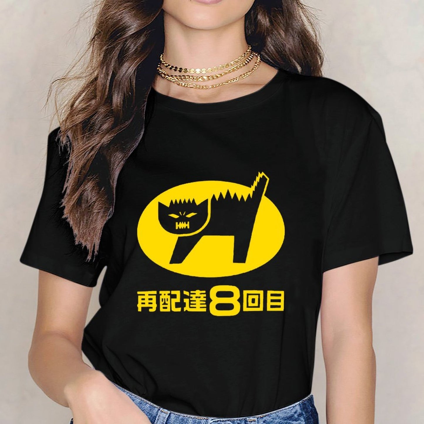 Inkmay Casual Cotton T-shirt Solid Yellow Background With White Lines Unisex T-shirtLong Lasting T-Shirt