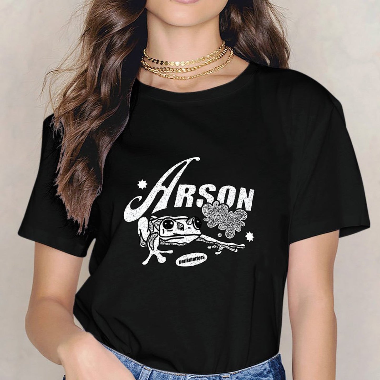 Inkmay Casual Cotton T-shirt Arson Frog Design With Stars And Unisex T-shirtSlim Fit EverydayComfort T-Shirt