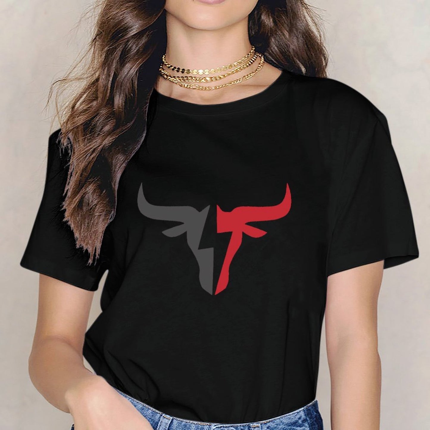 Inkmay Casual Cotton T-shirt Abstract Red And Gray Design Unisex T-shirtLong Lasting PureStyle T-Shirt