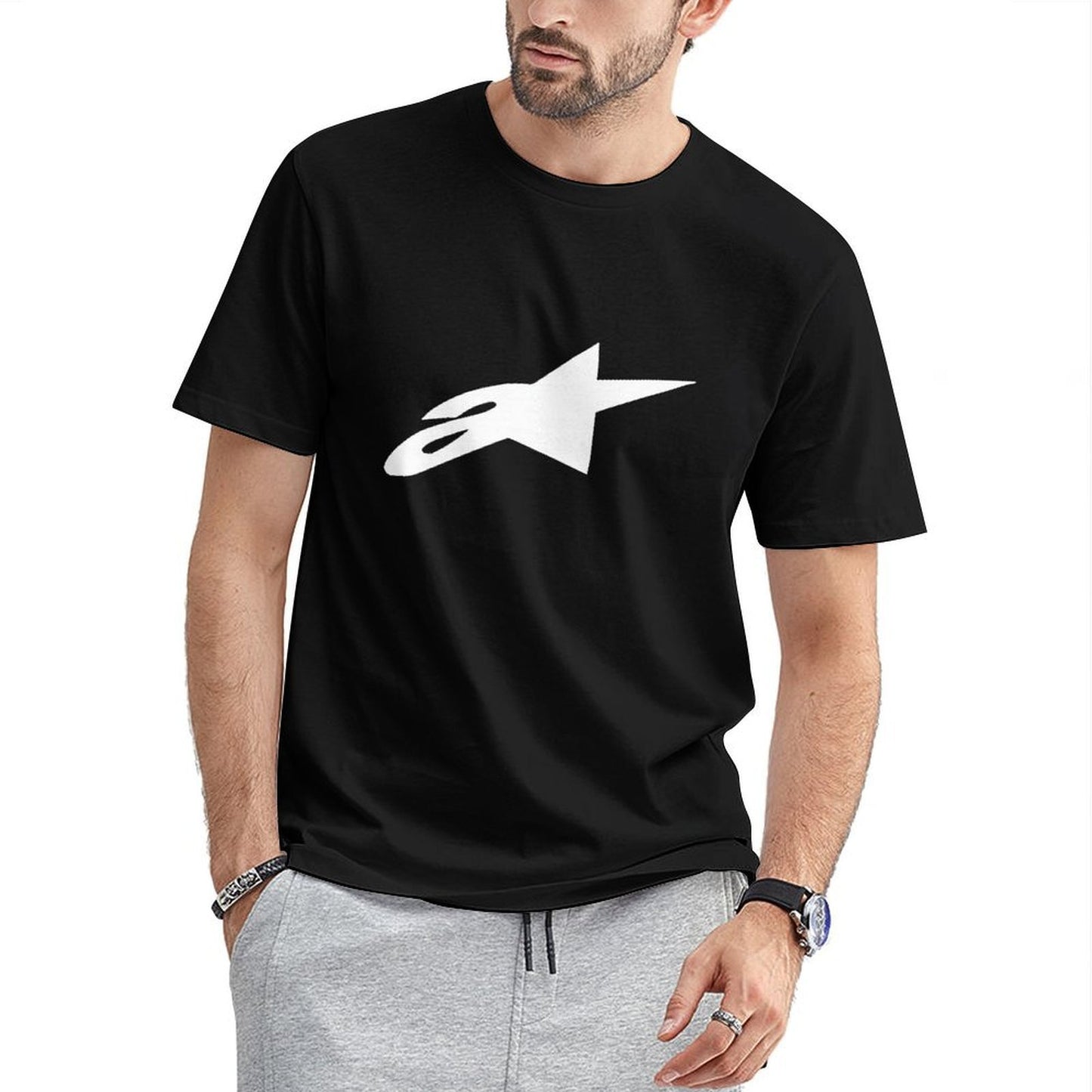 Inkmay Casual Cotton T-shirt Abstract White Logo On Gray Background Unisex T-shirtStandard Signature T-Shirt