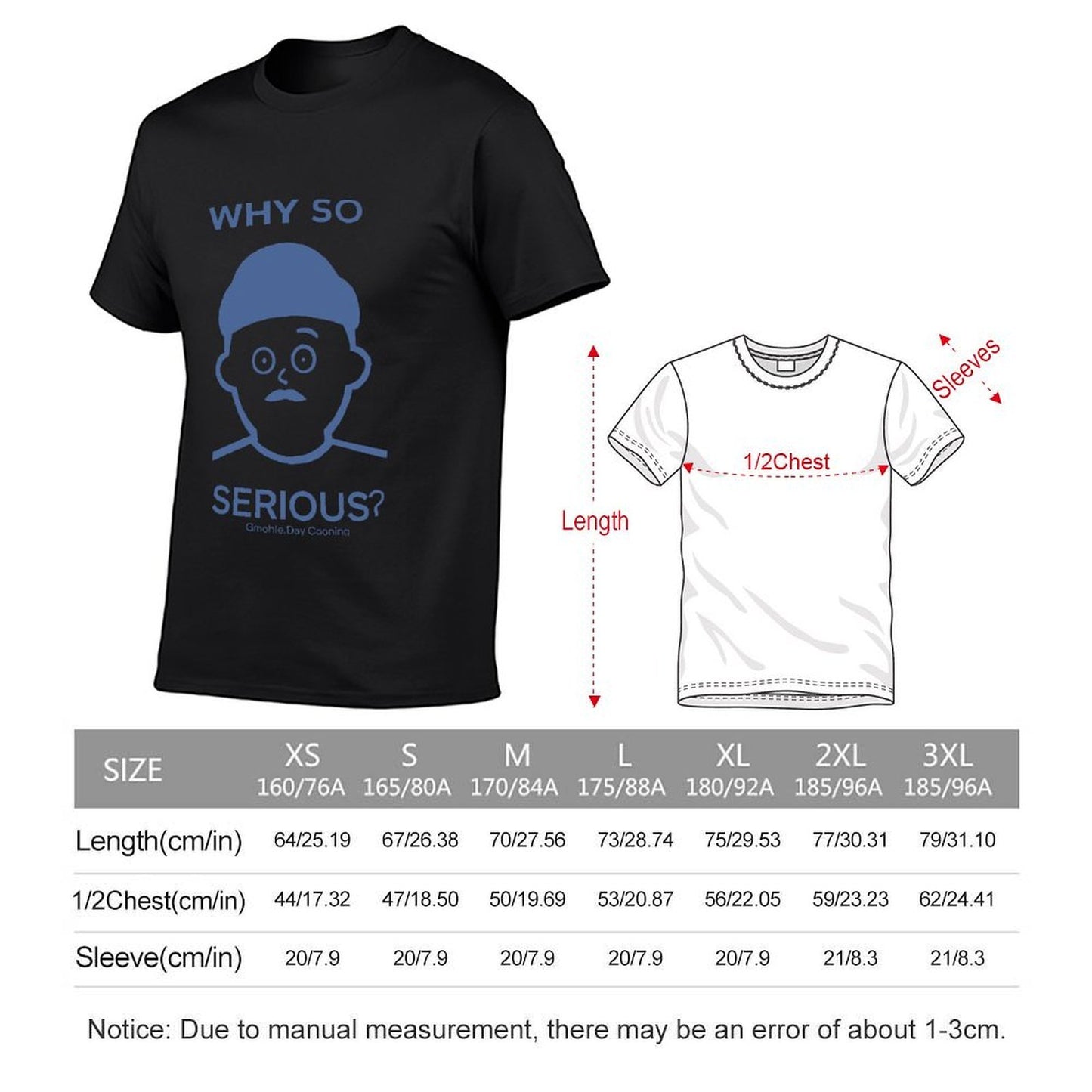 Inkmay Casual Cotton T-shirt Solid Blue Background No Pattern Prints Unisex T-shirt