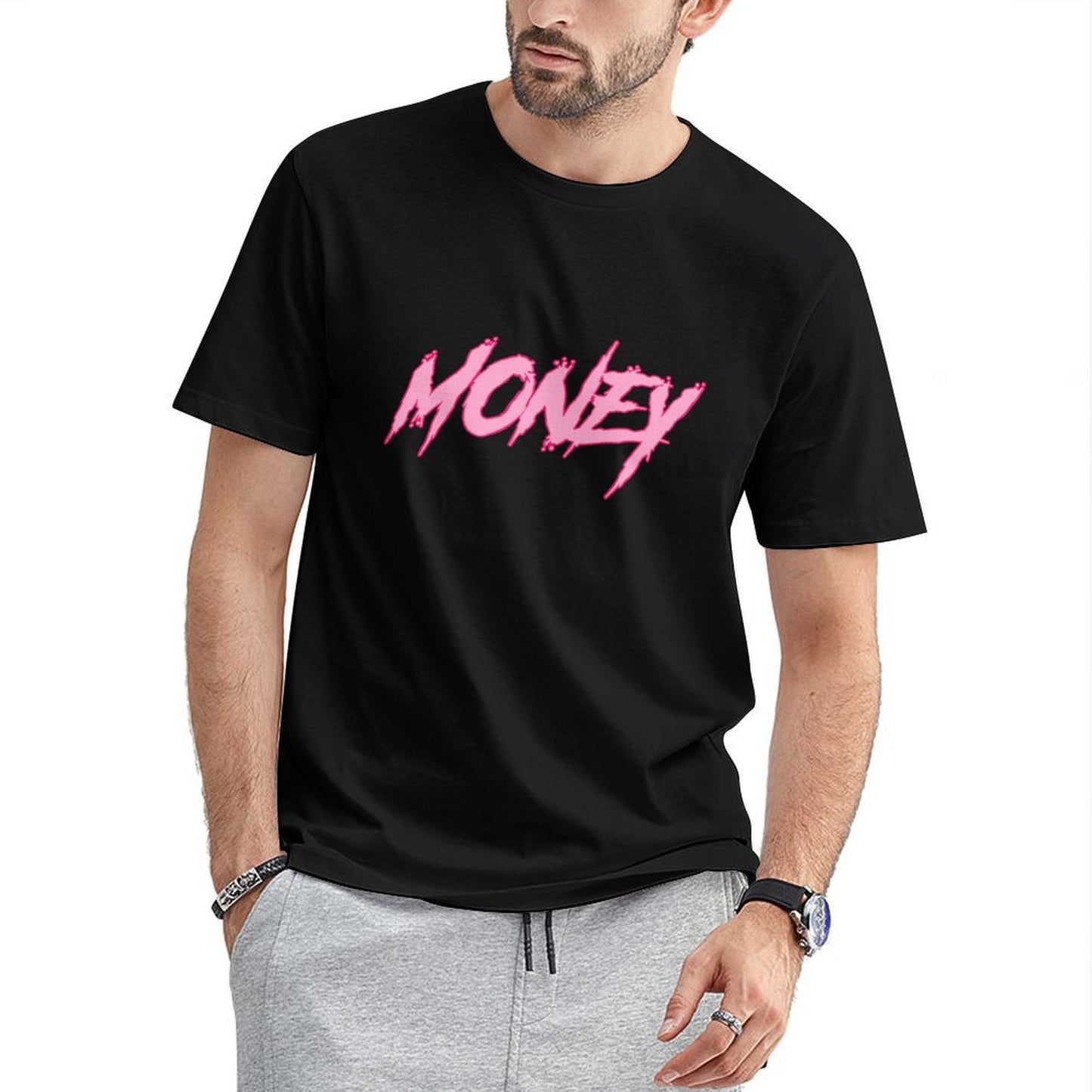 Inkmay Casual Cotton T-shirt Money Text In Pink Colorful Design Unisex T-shirtStudio TimelessComfort T-Shirt