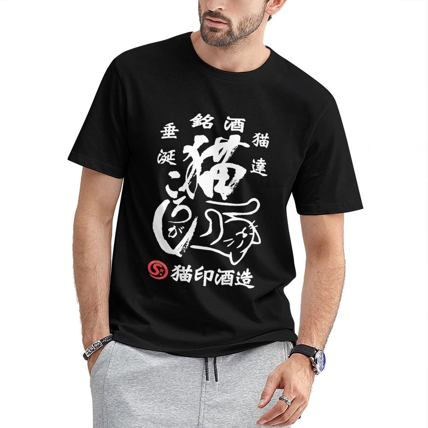 Inkmay Casual Cotton T-shirt Red Star Logo On Black Background Unisex T-shirtClassicLine ActiveStyle T-Shirt