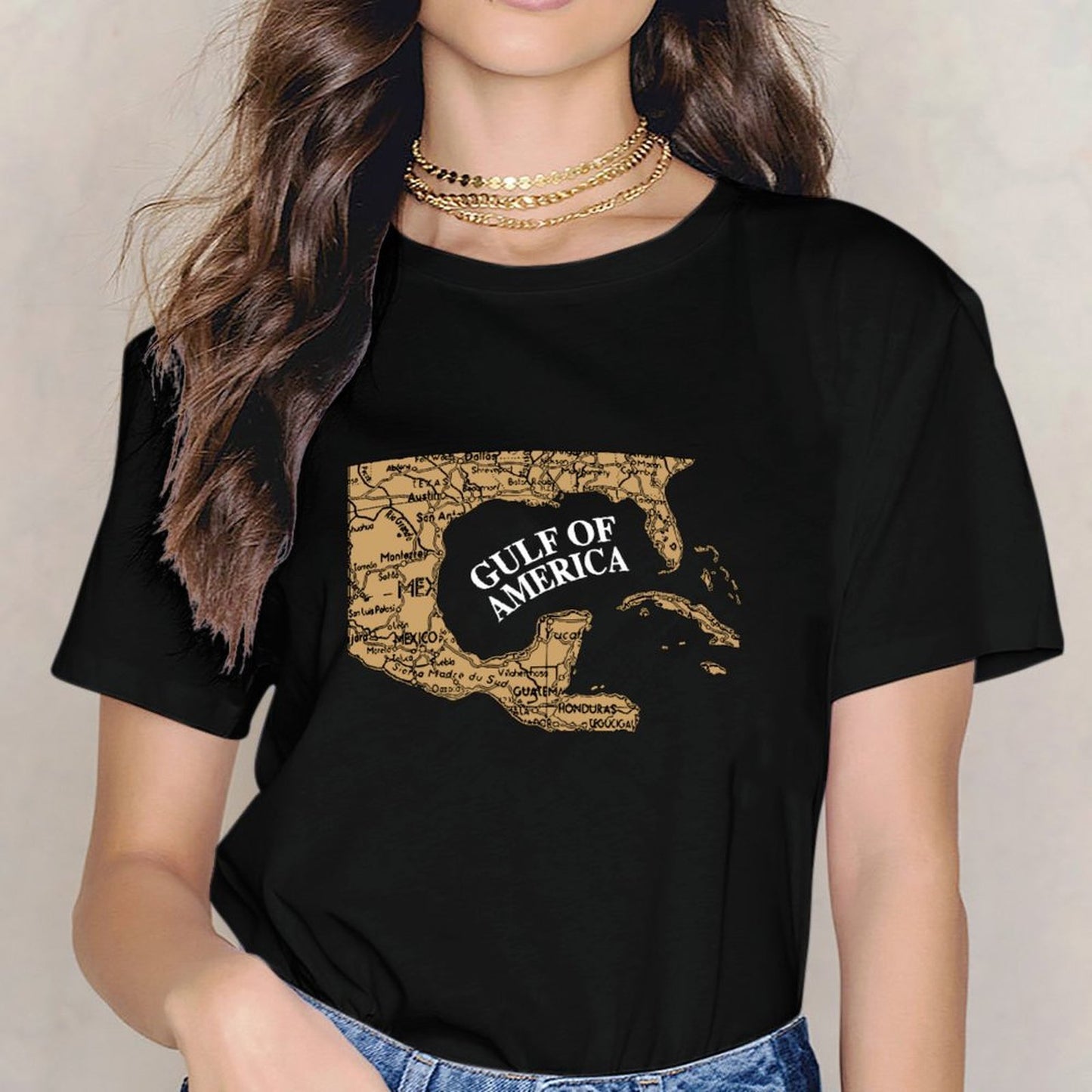 Inkmay Casual Cotton T-shirt Map Of Central America And Unisex T-shirtSlim Fit TrueStyle T-Shirt