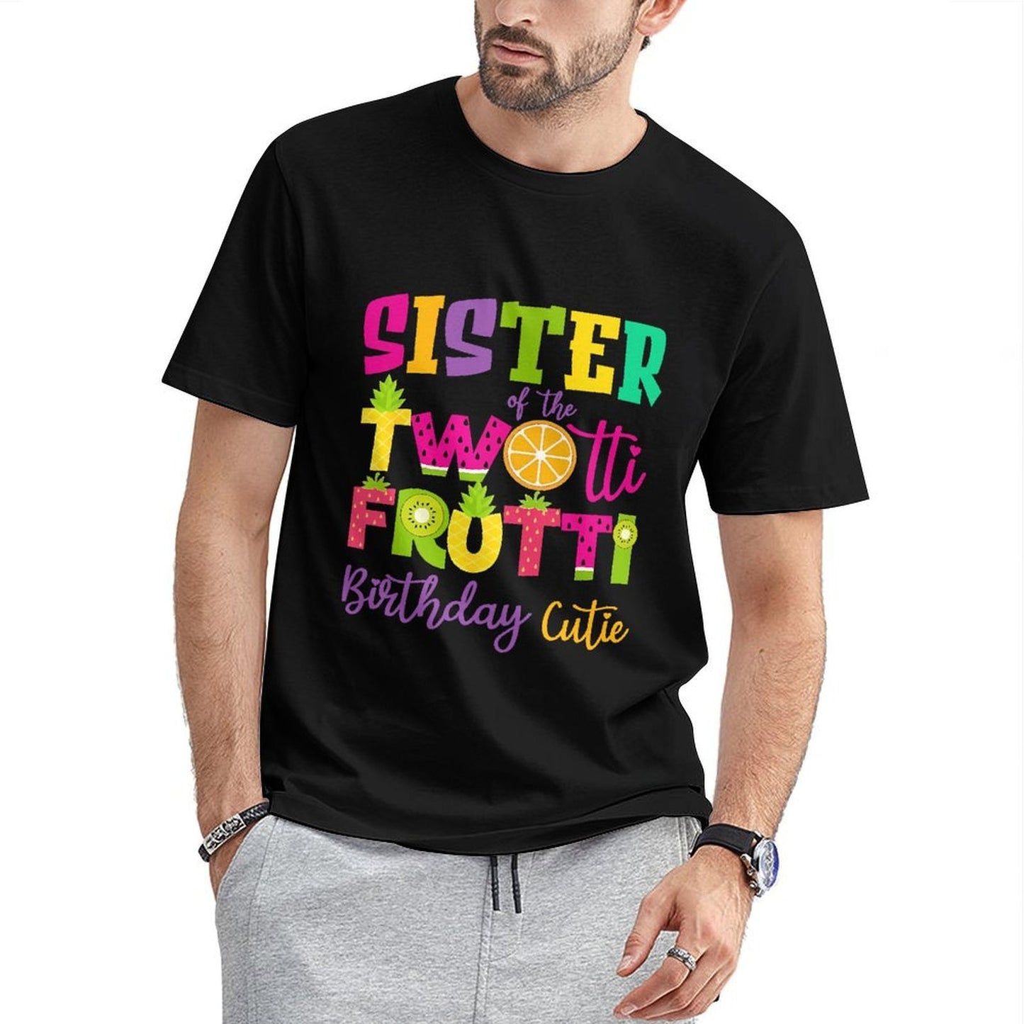 Inkmay Casual Cotton T-shirt Twot Fruitti Colorful Fruit Pattern Design Unisex T-shirtYearRound Classic Fit T-Shirt