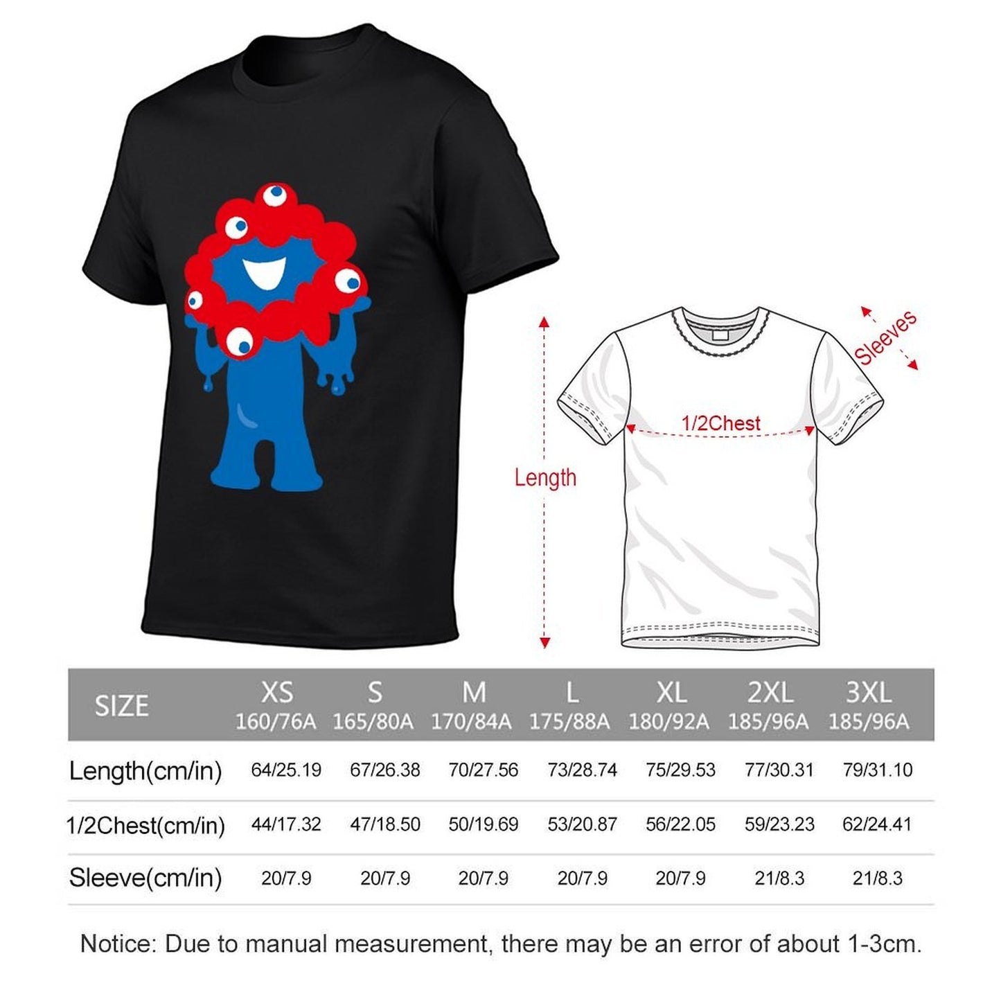 Inkmay Casual Cotton T-shirt Blue Creature With Red Spots Unisex T-shirtEverydayComfort Heritage T-Shirt