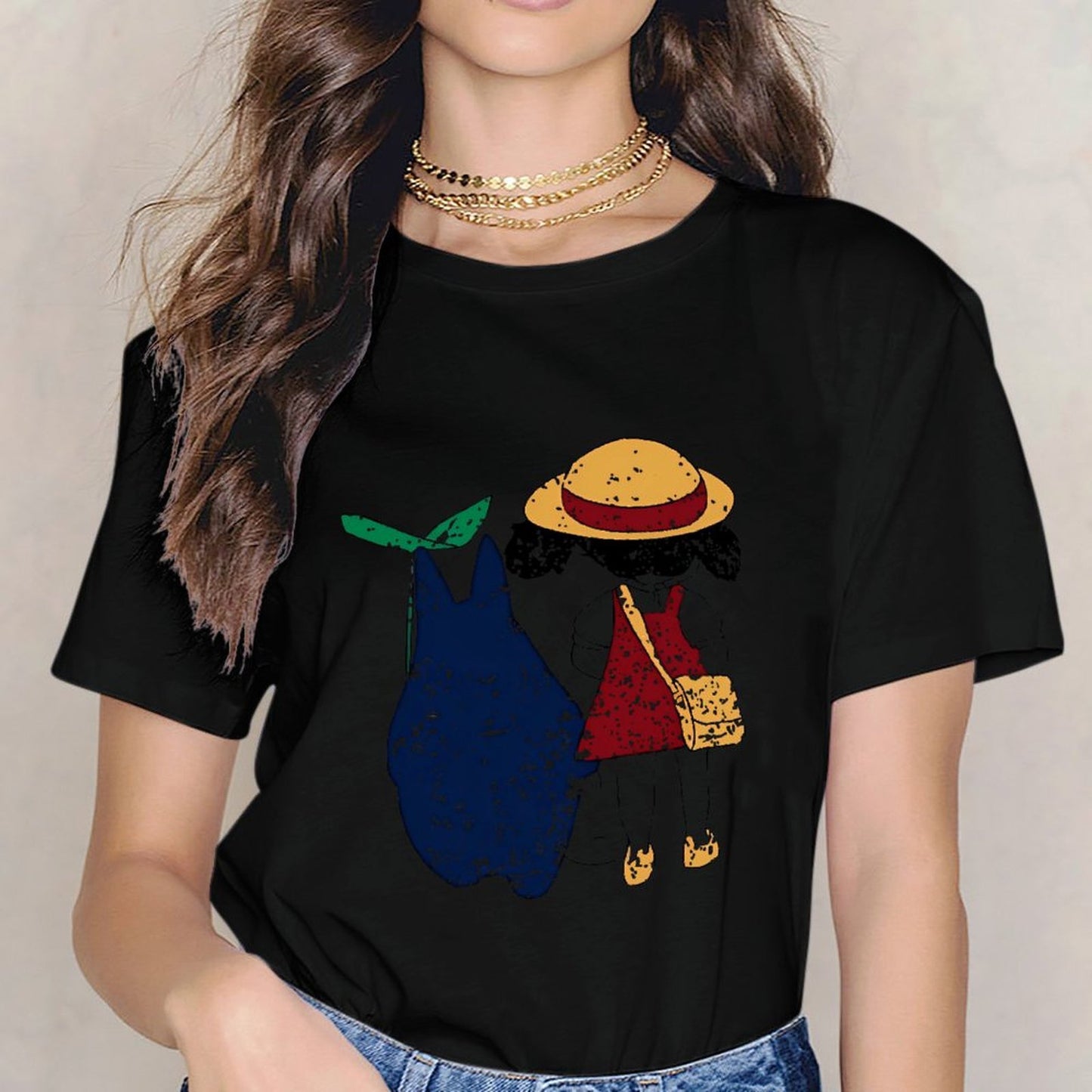 Inkmay Casual Cotton T-shirt Stylish Cartoon Characters With Unique Outfits Unisex T-shirtEco / Sustainable Bold T-Shirt
