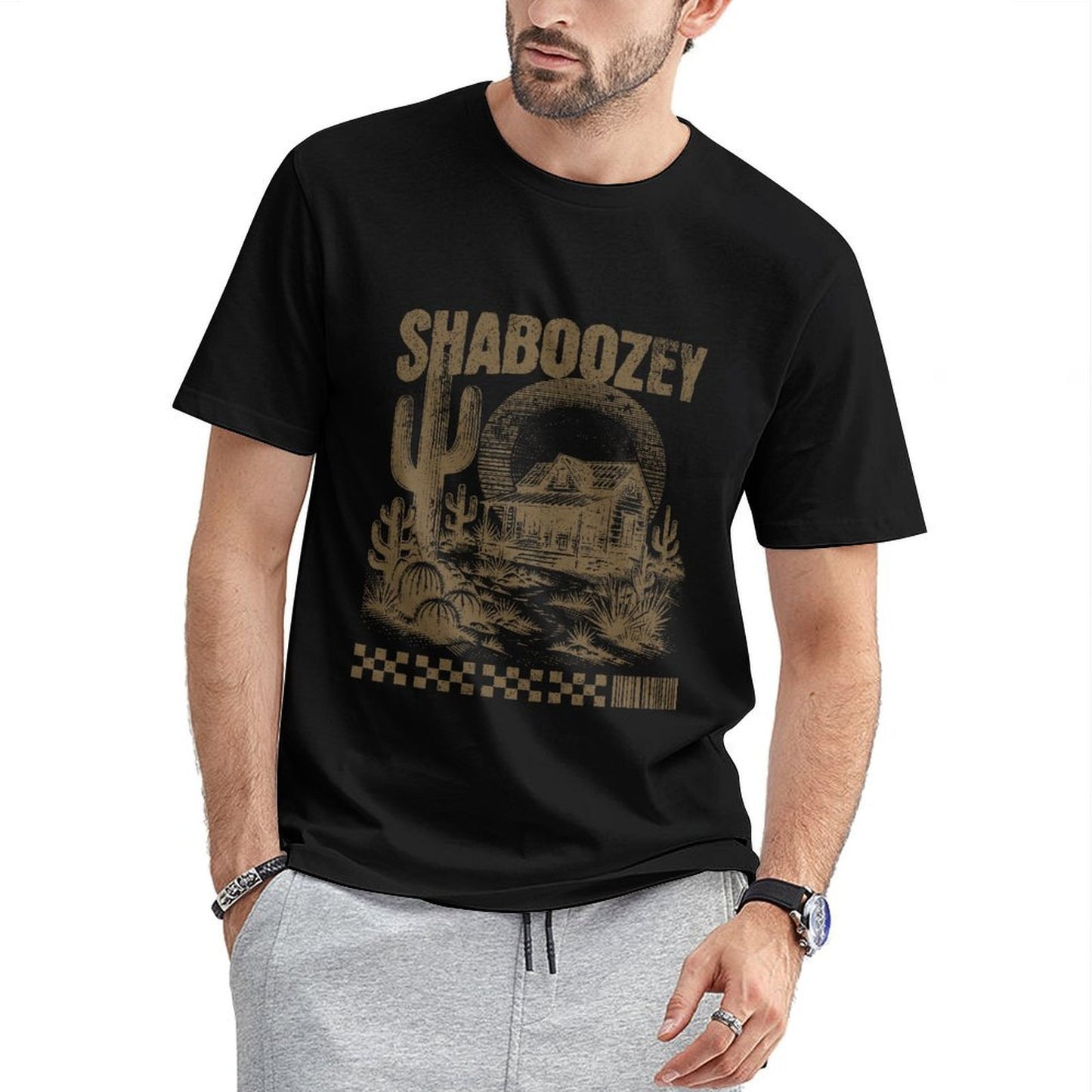 Inkmay Casual Cotton T-shirt Solid Brown Background No Pattern Prints Unisex T-shirtBasicSeries 100% Cotton T-Shirt