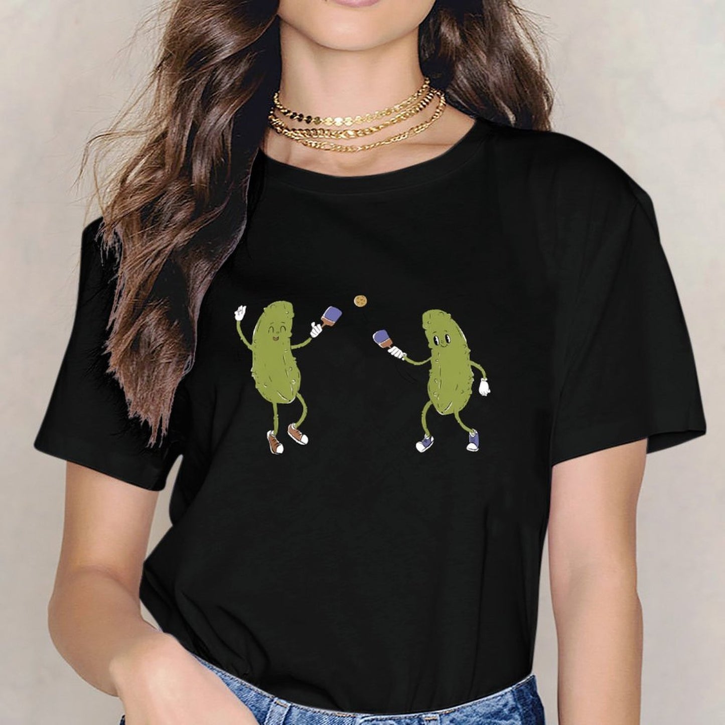 Inkmay Casual Cotton T-shirt Two Dancing Pickles With Happy Faces Unisex T-shirtComfortLine Men¡¯s / Women¡¯s / Youth T-Shirt