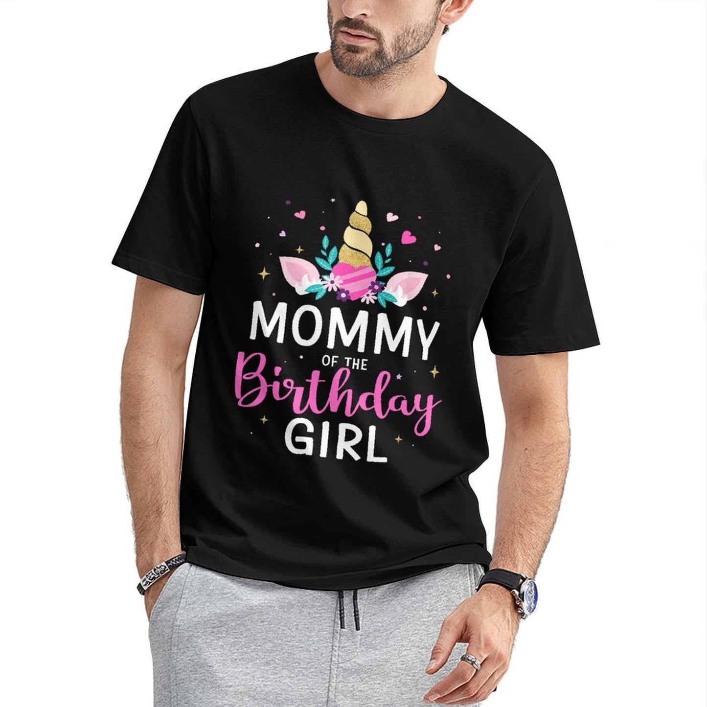 inkmay-casual-cotton-t-shirt-unicorn-head-with-pink-and-gold-unisex-t-shirt