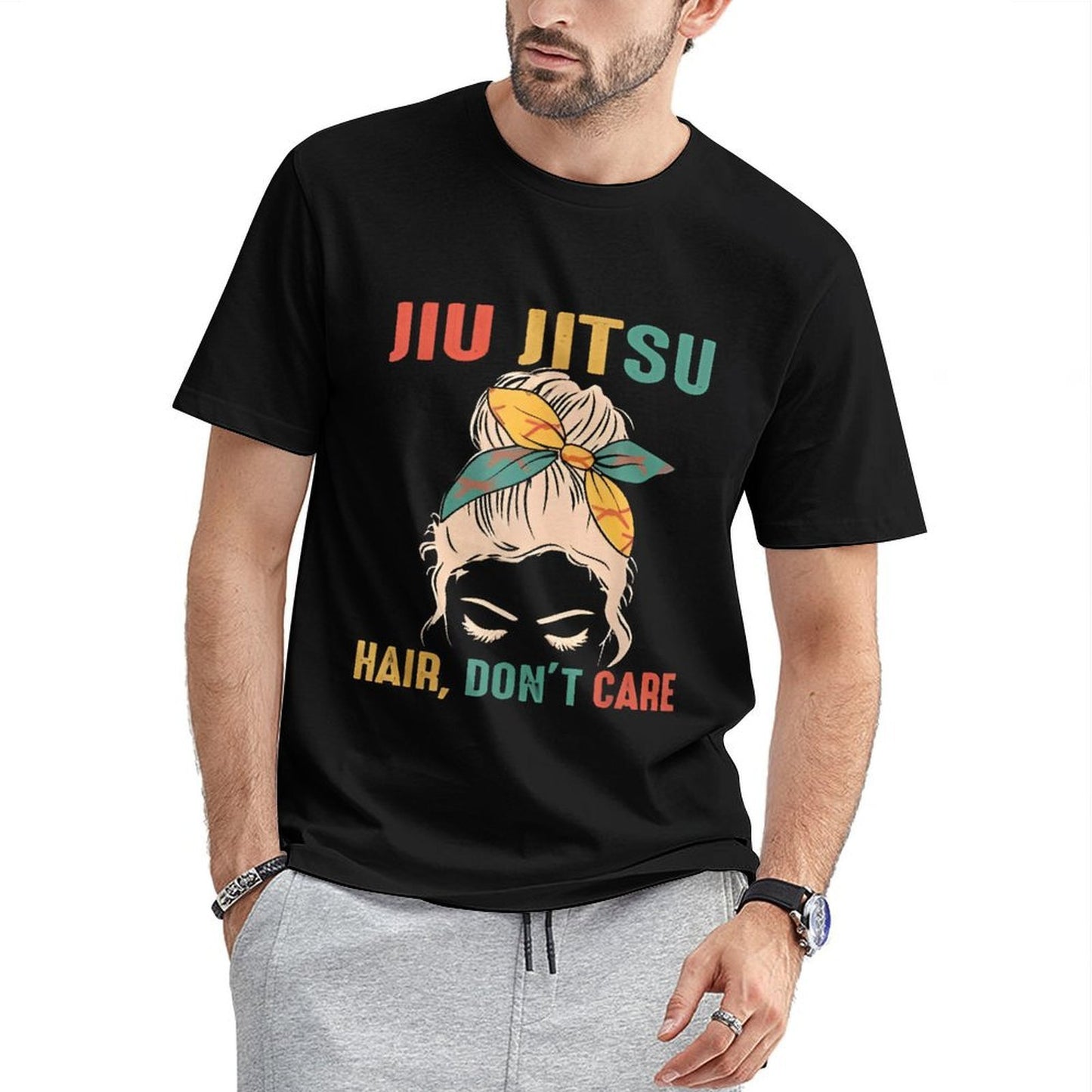 Inkmay Casual Cotton T-shirt Hair Don T Care Jiu Jitsu Unisex T-shirtRegularFit LooseFit T-Shirt