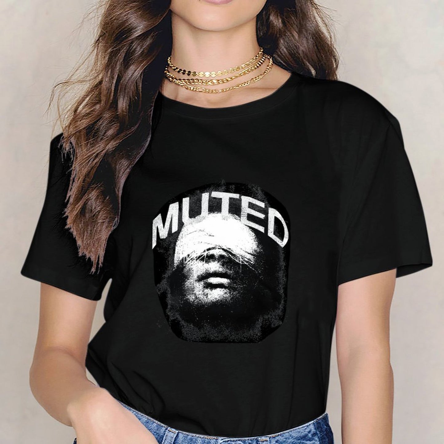 Inkmay Casual Cotton T-shirt Muted Face Art Print Bold Design Unisex T-shirtMinimalist Performance T-Shirt