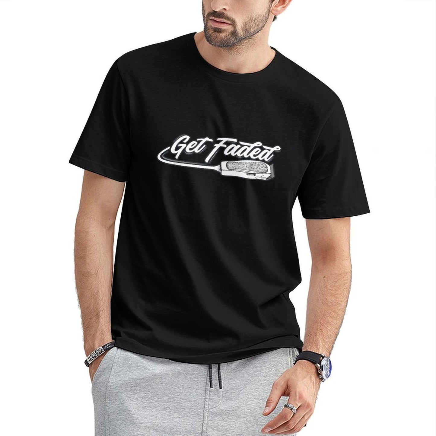 Inkmay Casual Cotton T-shirt Get Faded Razor Blade Design Artwork Unisex T-shirtModern CityStyle T-Shirt