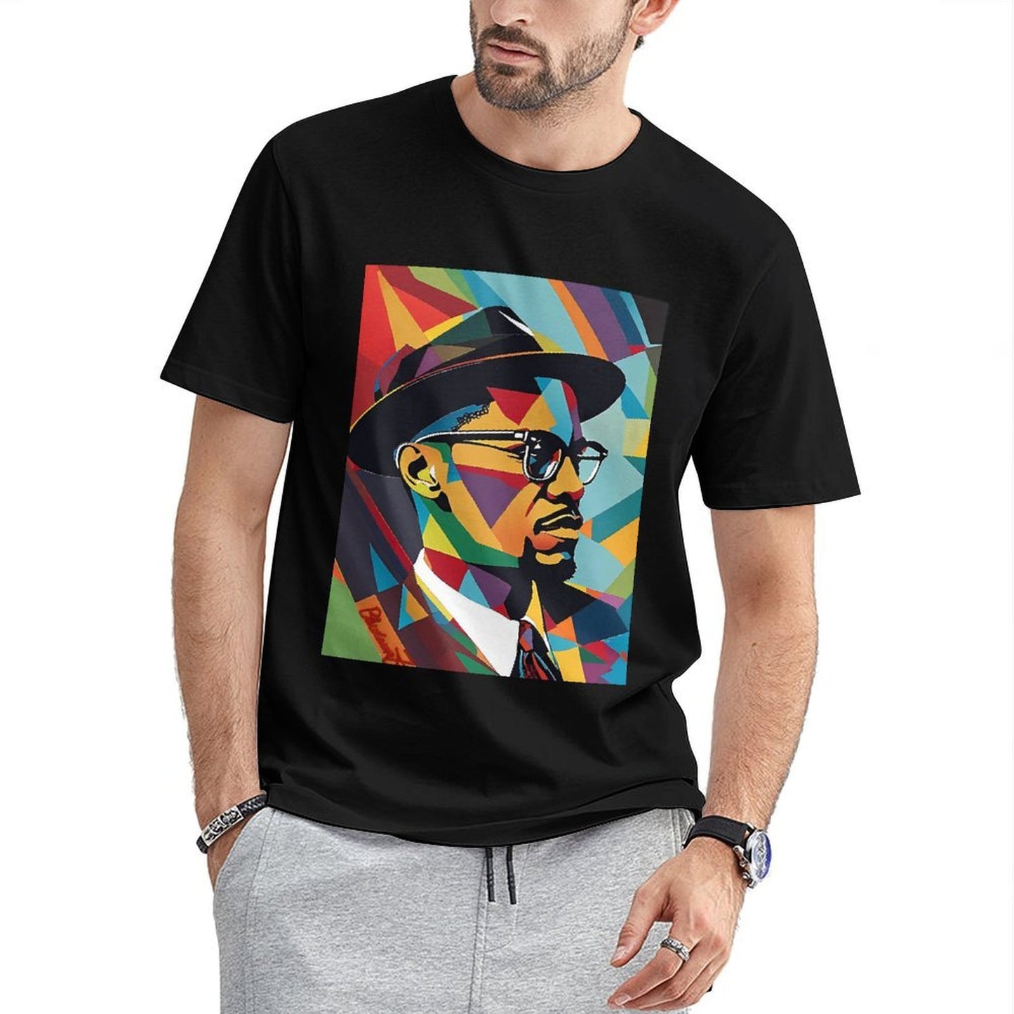 Inkmay Casual Cotton T-shirt Colorful Abstract Portrait With Geometric Shapes Unisex T-shirtComfortFit EverydayTee T-Shirt
