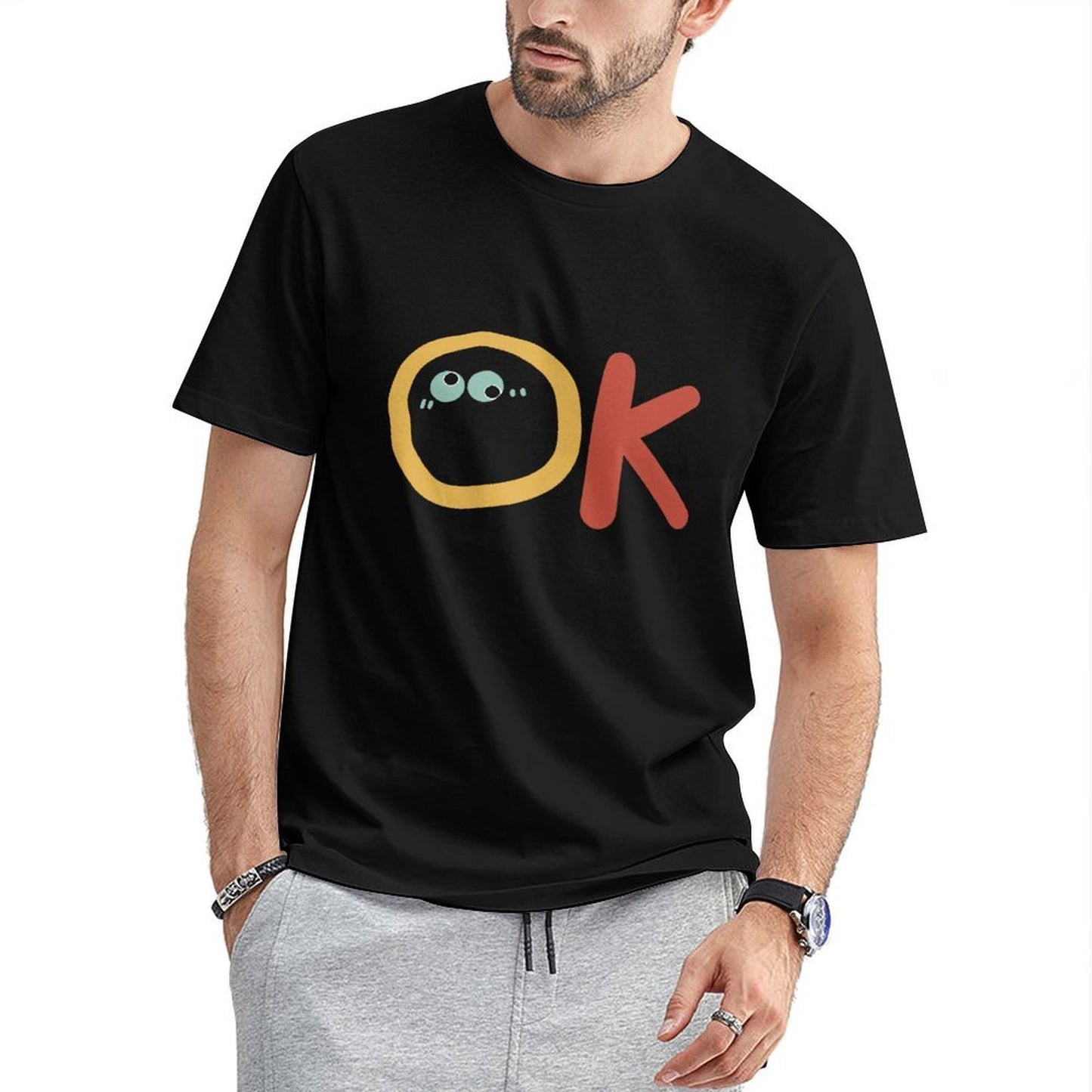 Inkmay Casual Cotton T-shirt Ok With Eyes And Red Unisex T-shirtActiveLine Strong T-Shirt