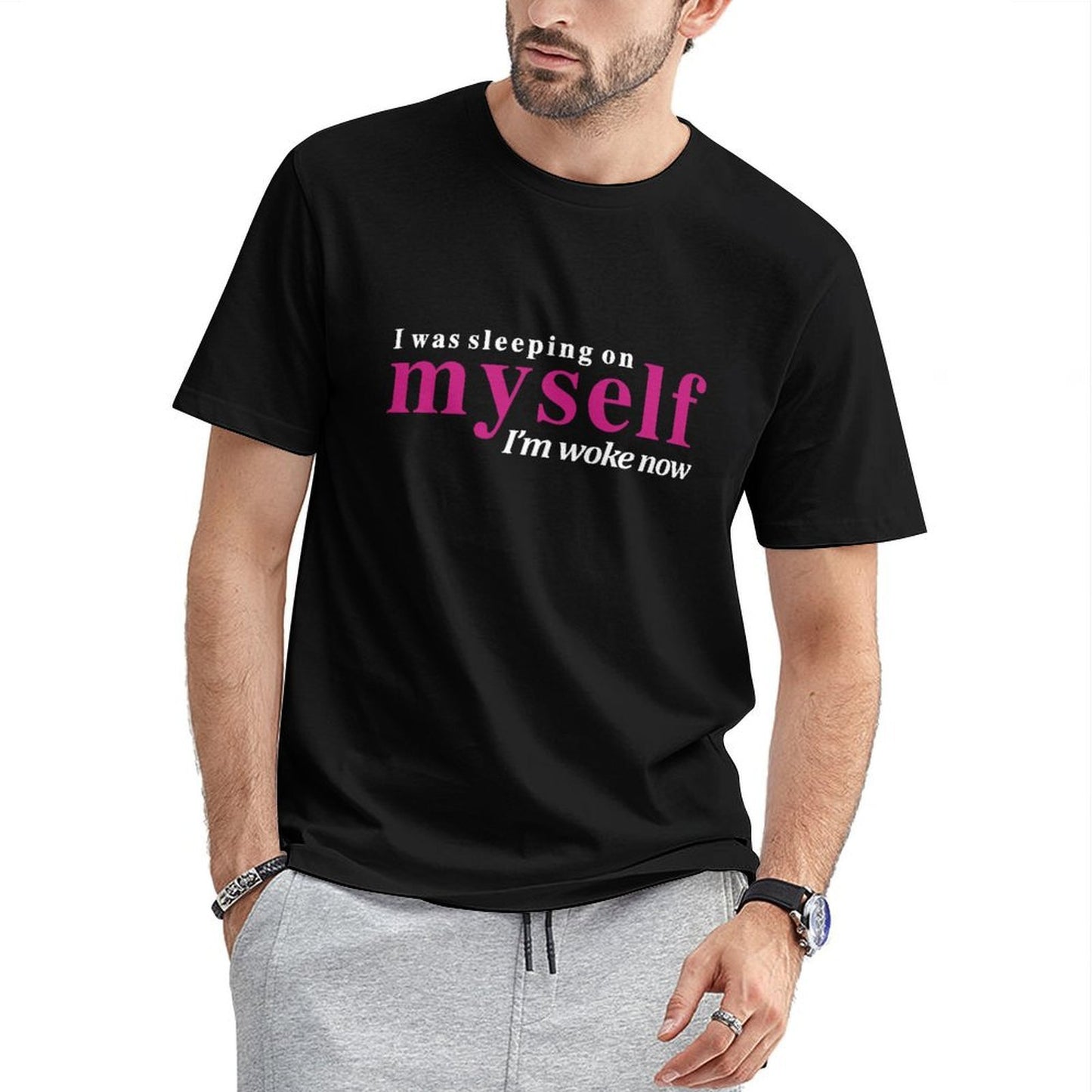 Inkmay Casual Cotton T-shirt Abstract Pink And White Design Art Unisex T-shirtMinimalist YearRound T-Shirt