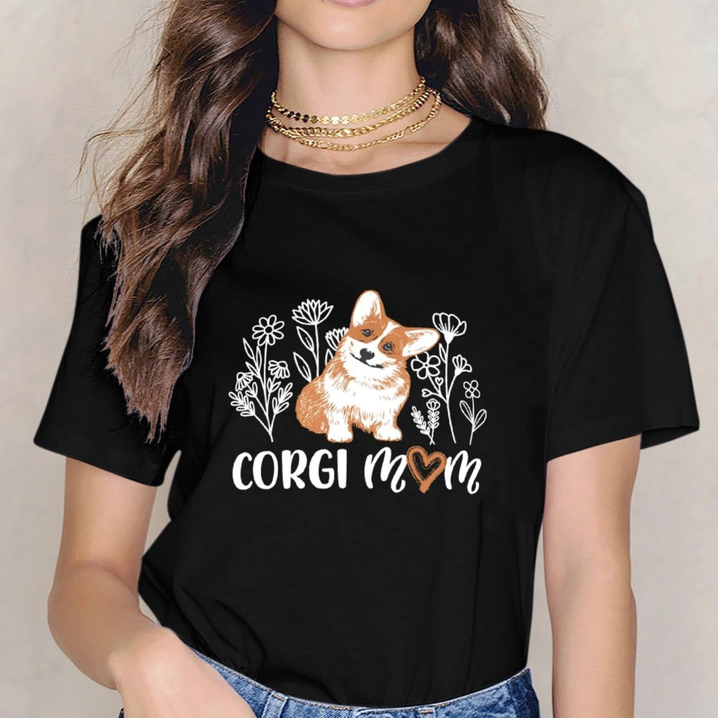 inkmay-casual-cotton-t-shirt-cute-puppy-with-brown-and-white-unisex-t-shirt