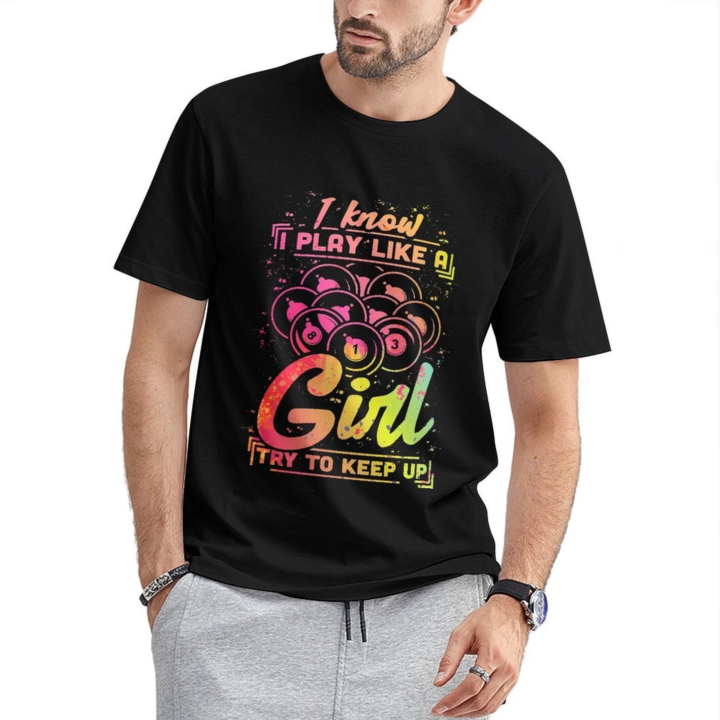 Inkmay Casual Cotton T-shirt Colorful Abstract Art With Text Design Unisex T-shirtLong Lasting RegularFit T-Shirt