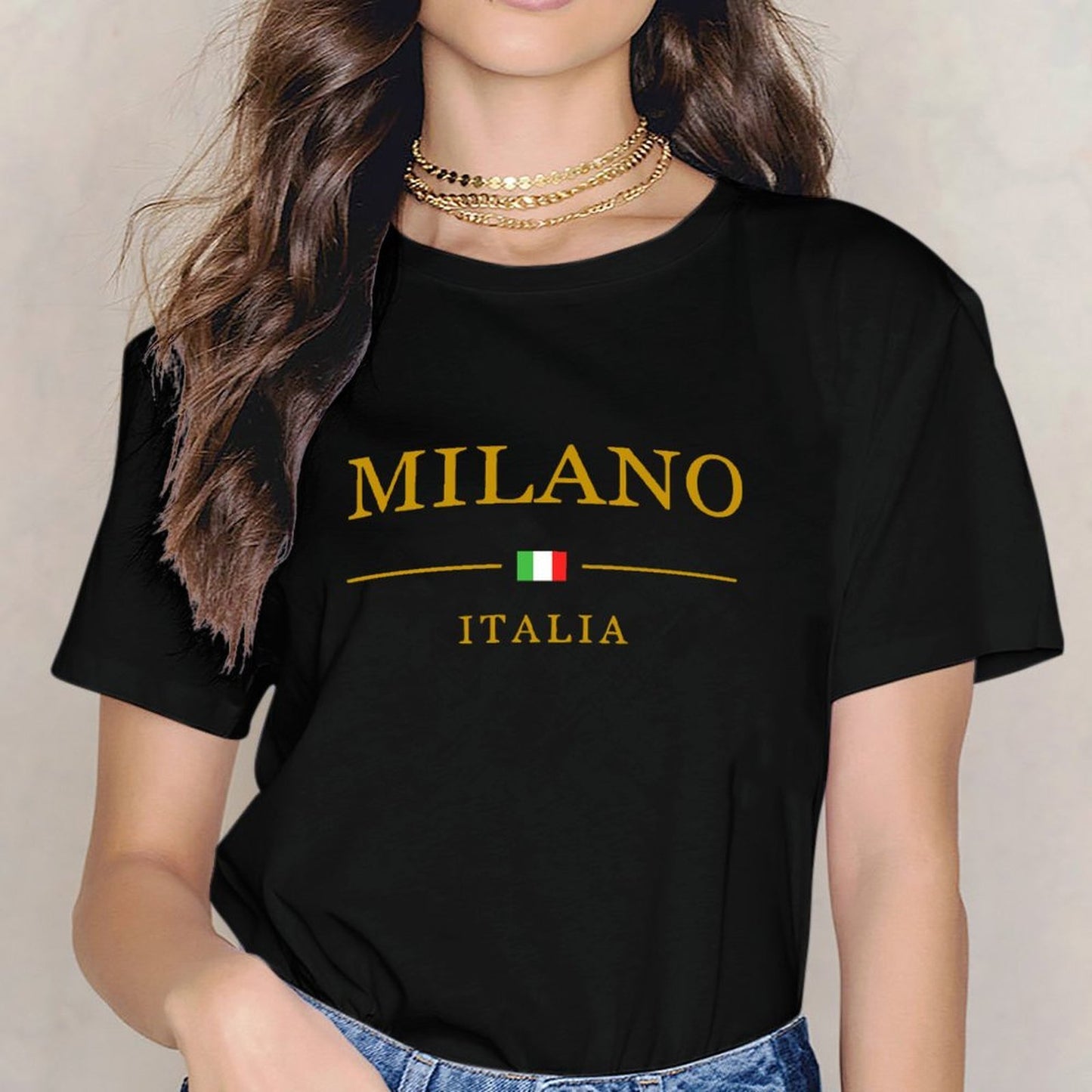 Inkmay Casual Cotton T-shirt Italian Flag Emblem On Gold Background Unisex T-shirtCleanCut Fresh T-Shirt
