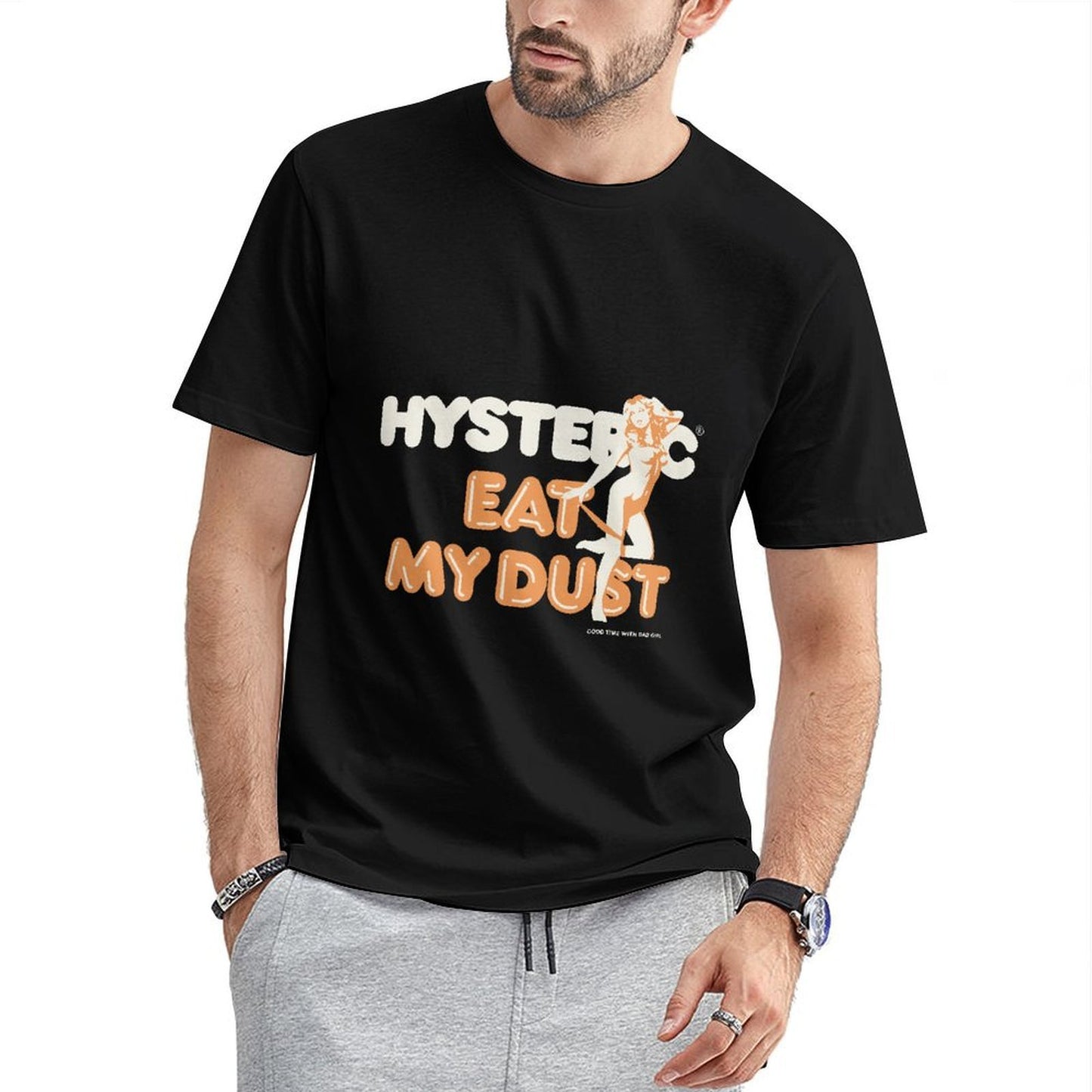Inkmay Casual Cotton T-shirt Eat My Dust Orange Background Design Unisex T-shirtTrueFit Lifestyle T-Shirt