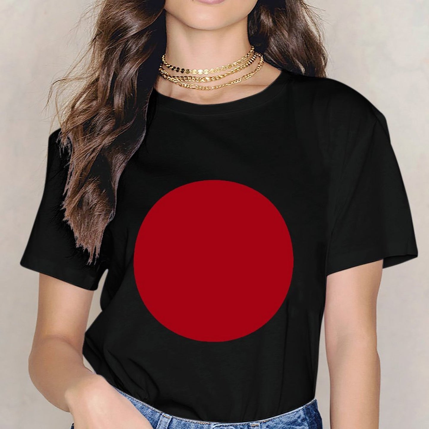 Inkmay Casual Cotton T-shirt Red Background With White Lines Unisex T-shirtFundraising Plain T-Shirt