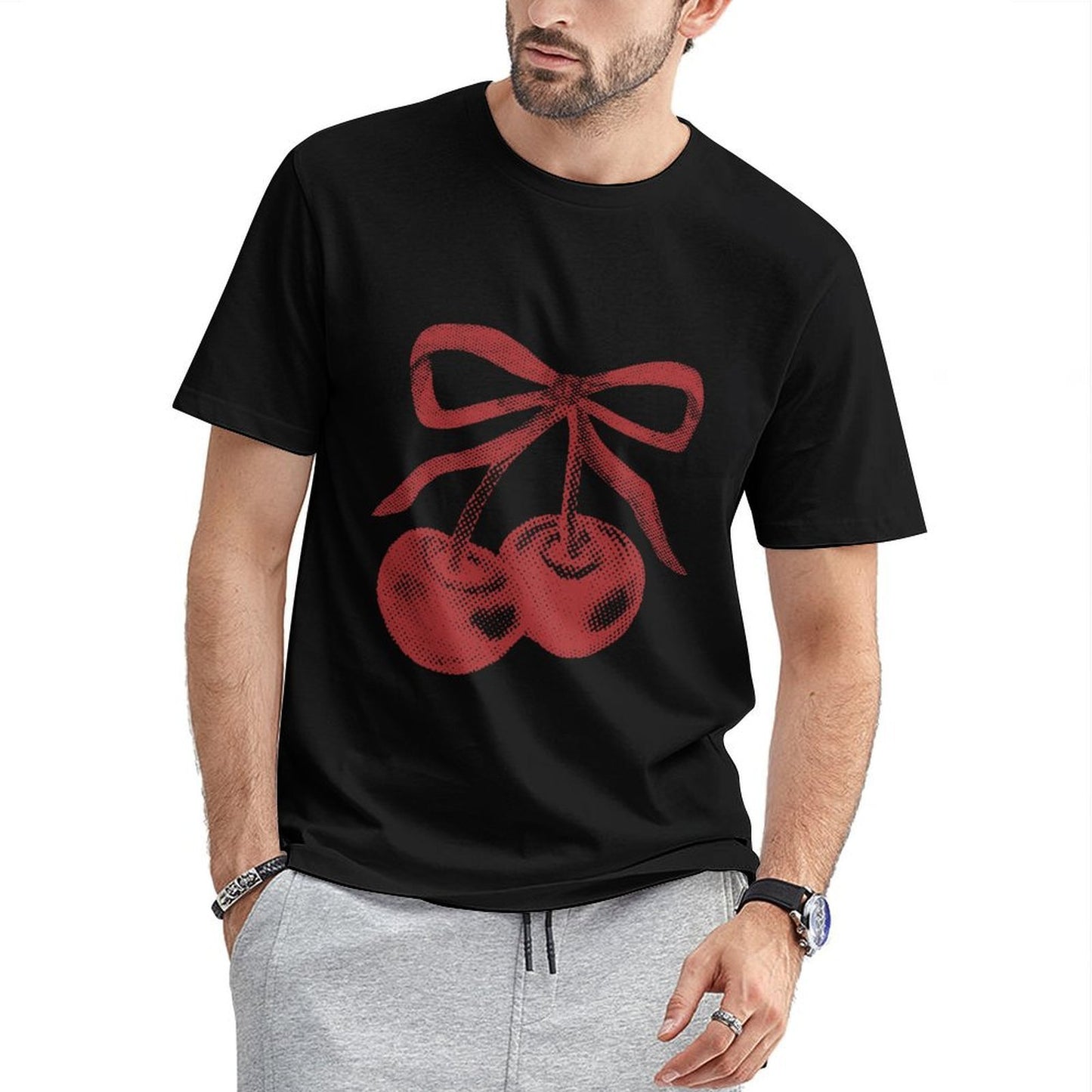 Inkmay Casual Cotton T-shirt Solid Red Background No Patterns Unisex T-shirtMinimalist Eco / Sustainable T-Shirt