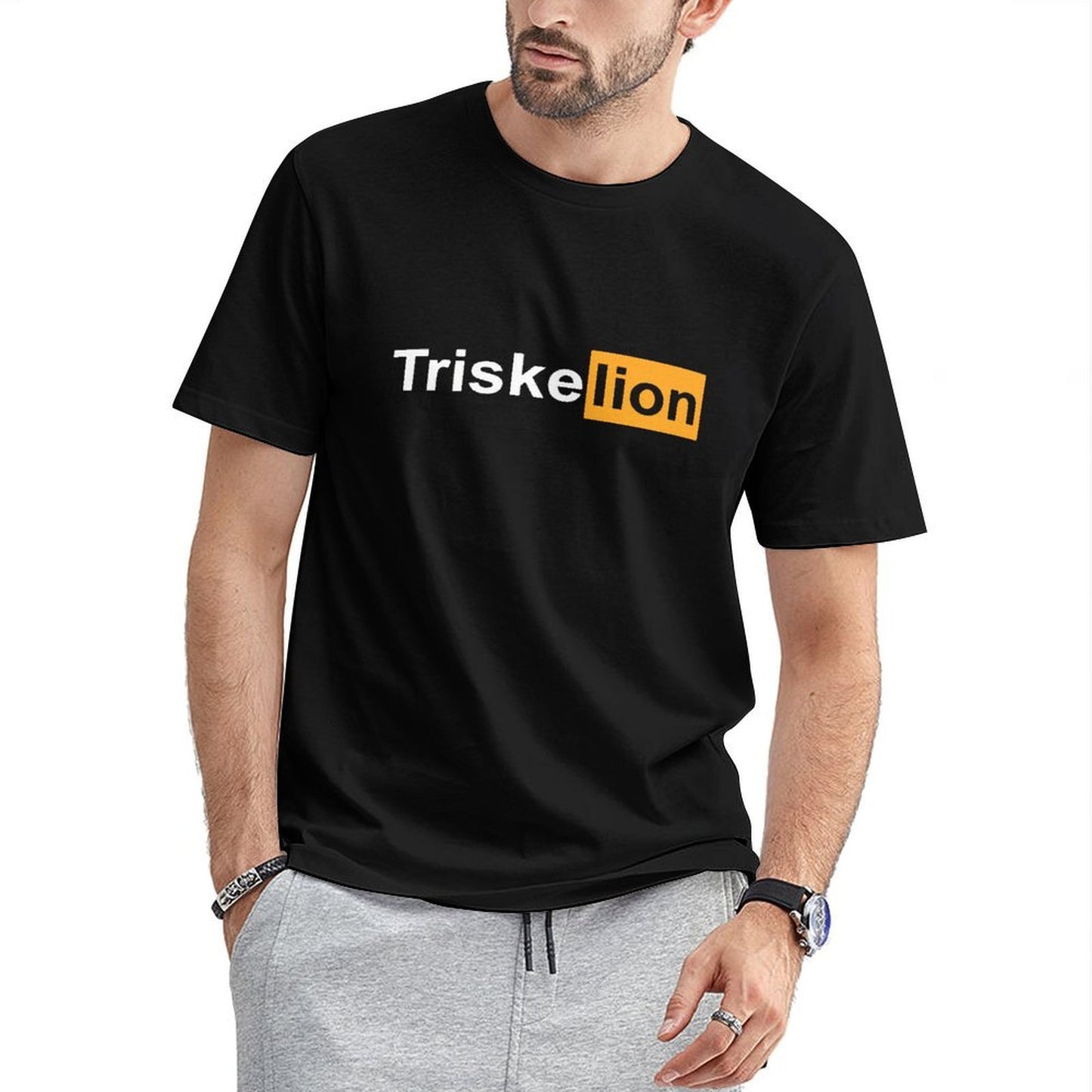 Inkmay Casual Cotton T-shirt Abstract Orange And White Design Unisex T-shirtEasy-Care Clean T-Shirt