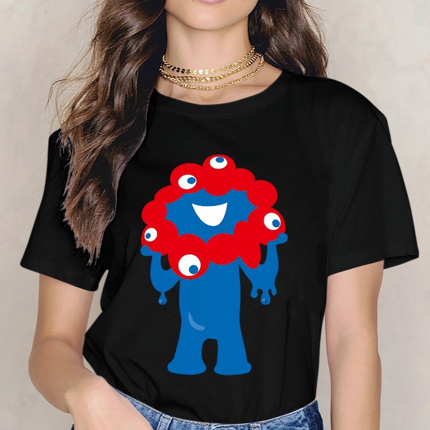 Inkmay Casual Cotton T-shirt Blue Creature With Red Spots Unisex T-shirtEverydayComfort Heritage T-Shirt
