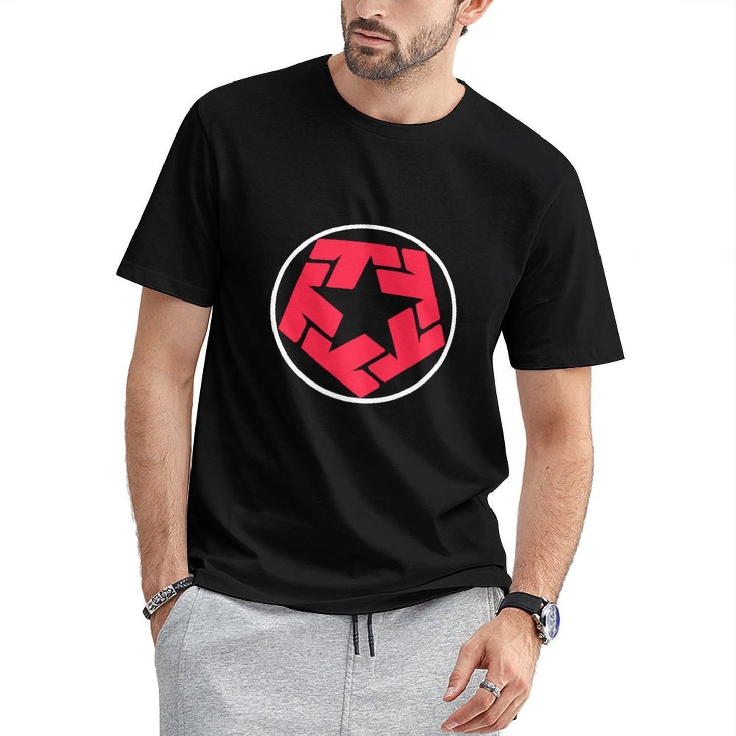 Inkmay Casual Cotton T-shirt Red Abstract Shape With Irregular Edges Unisex T-shirtLooseFit ActiveLine T-Shirt