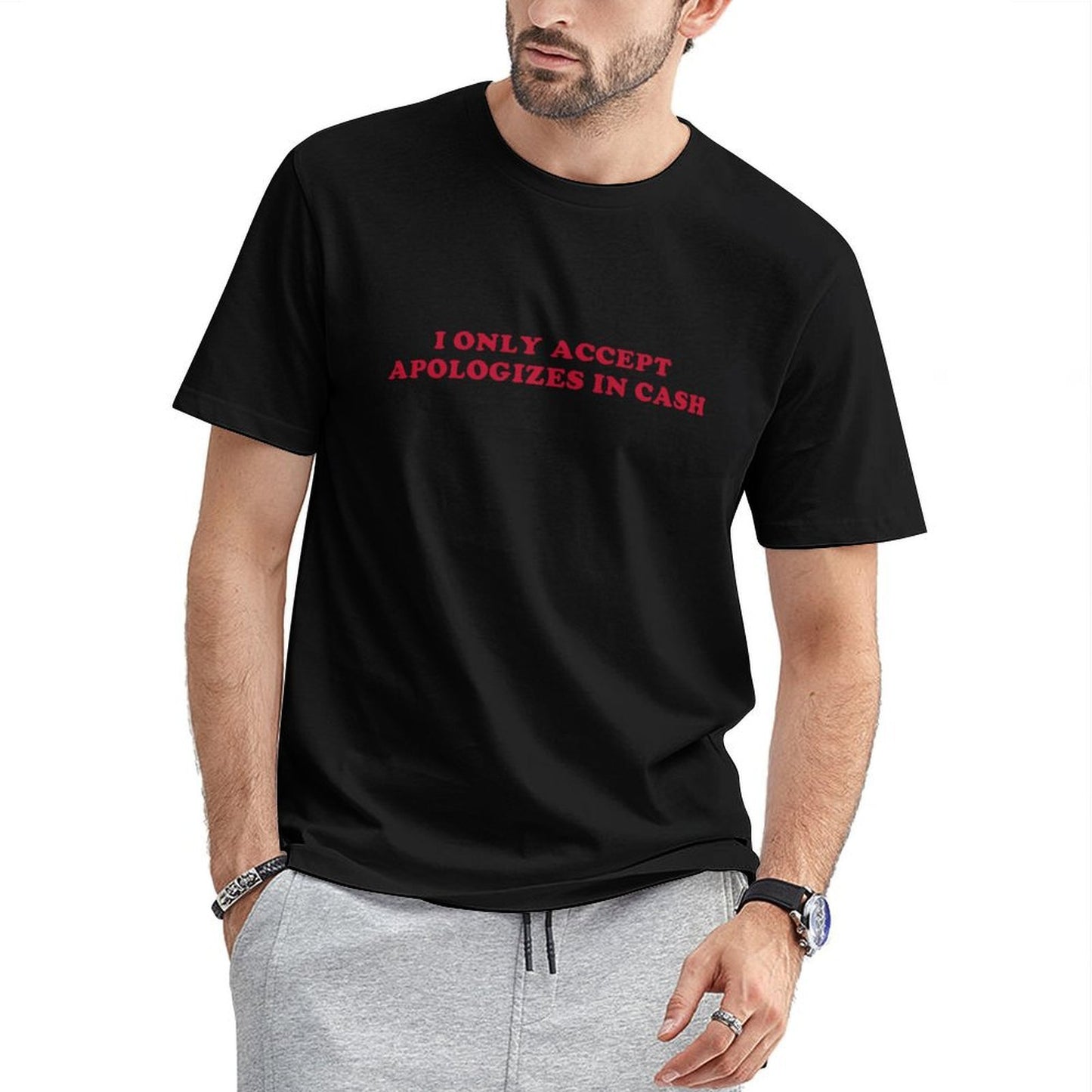 Inkmay Casual Cotton T-shirt Solid Red Background No Pattern Prints Unisex T-shirtEco / Sustainable Breathable T-Shirt