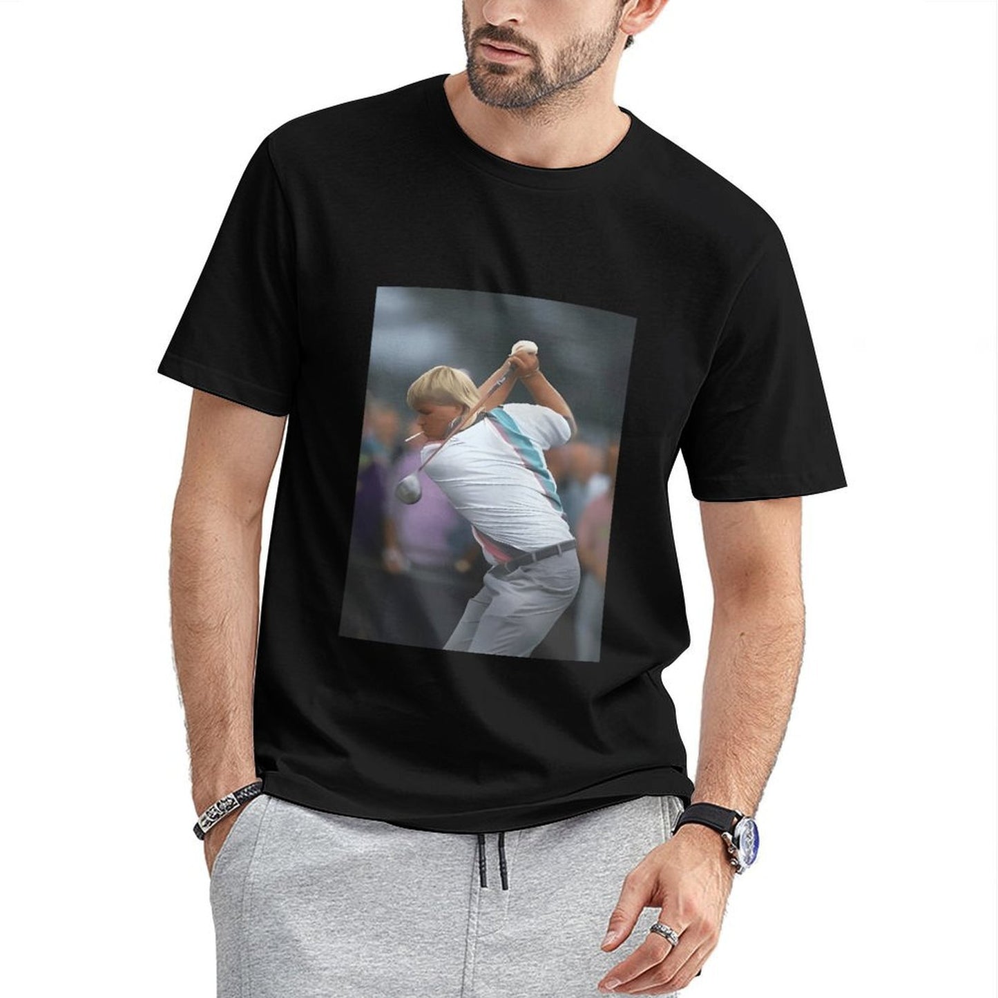 Inkmay Casual Cotton T-shirt Golf Player Swinging Club Boldly Unisex T-shirtClassicSeries StreetStyle T-Shirt