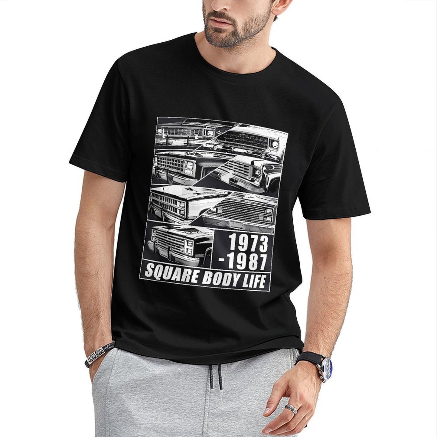 Inkmay Casual Cotton T-shirt Square Body Life Print Pattern Art Unisex T-shirtSoftstyle EverydayFit T-Shirt