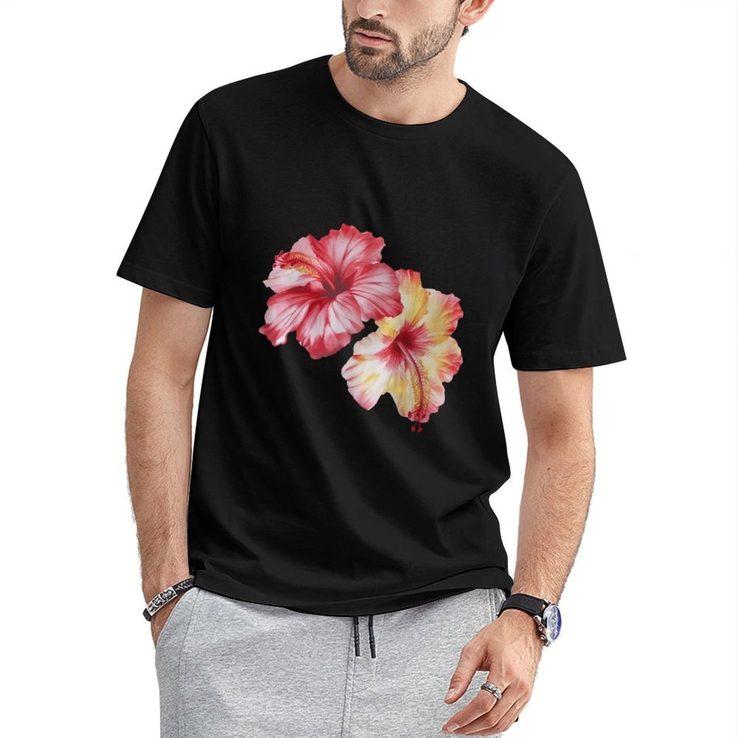 Inkmay Casual Cotton T-shirt Vibrant Floral Design With Bold Colors Unisex T-shirtSharp ClassicLine T-Shirt