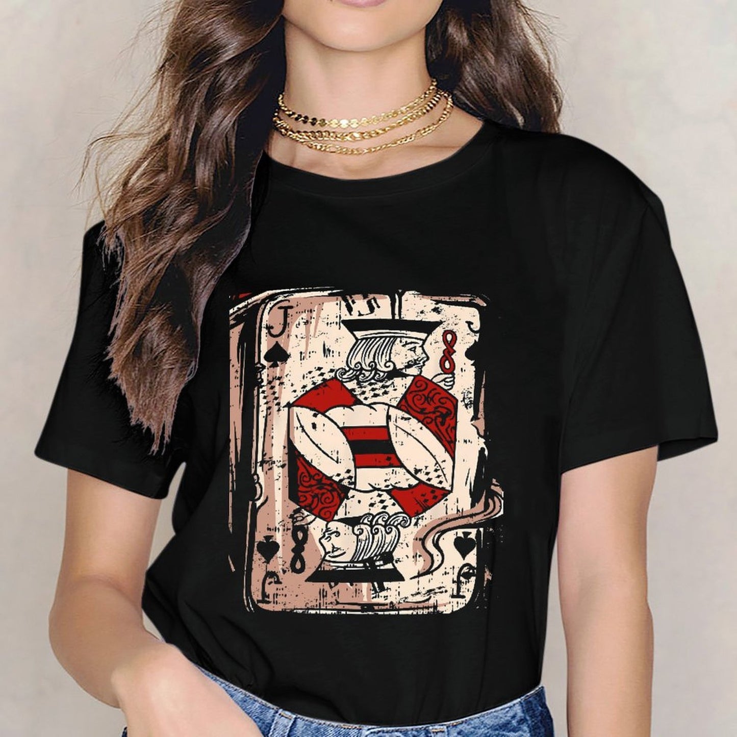 Inkmay Casual Cotton T-shirt Card Design With Red Crosses Unisex T-shirtHeritage Fitted T-Shirt