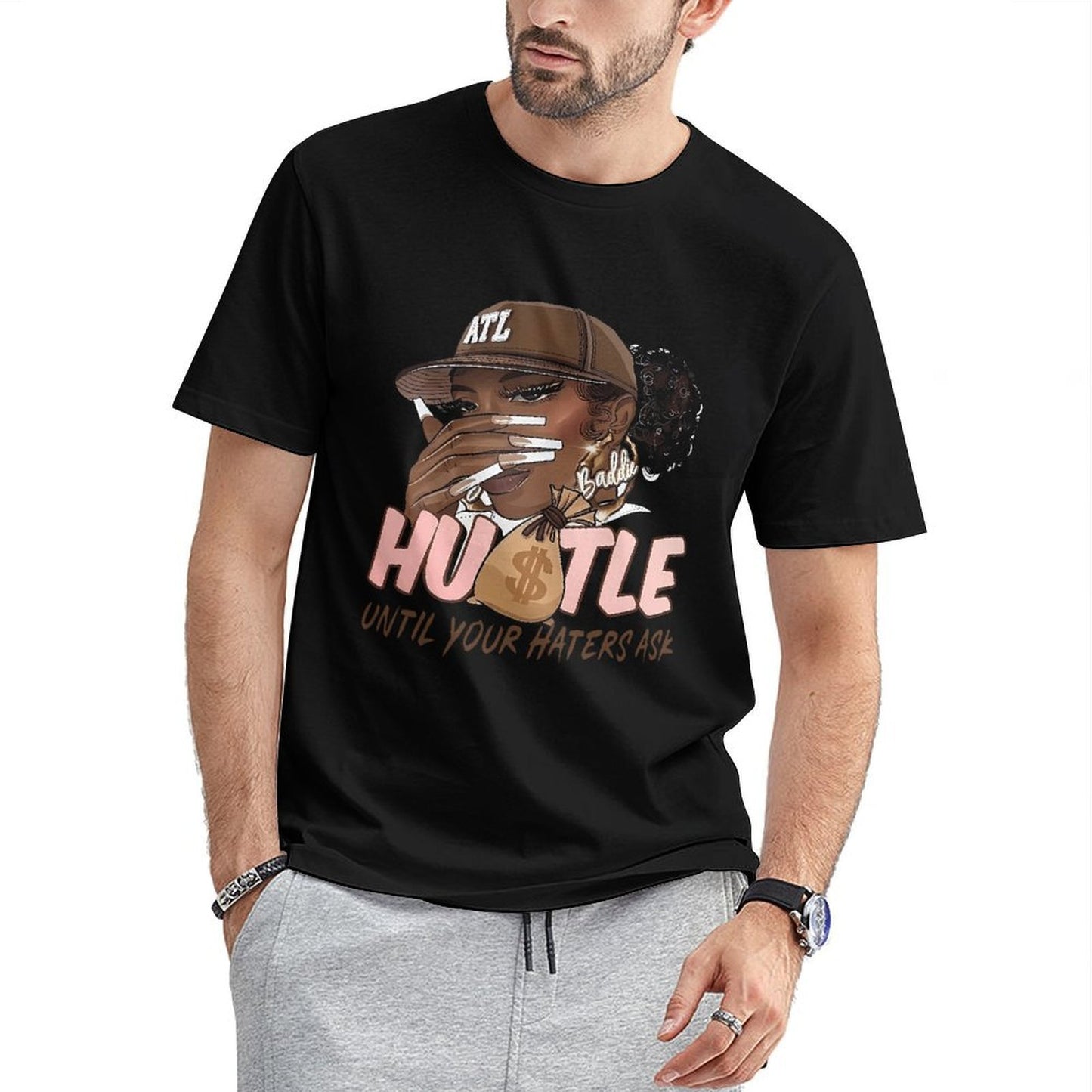 Inkmay Casual Cotton T-shirt Atlanta Hustle Artwork With Moneybag Unisex T-shirtModernFit RelaxFit T-Shirt
