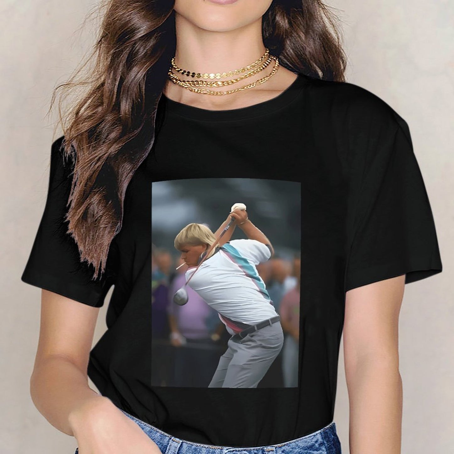 Inkmay Casual Cotton T-shirt Golf Player Swinging Club Boldly Unisex T-shirtClassicSeries StreetStyle T-Shirt