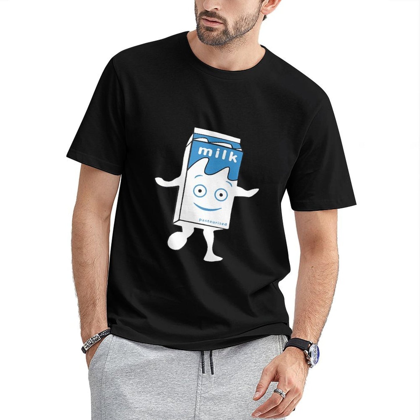 Inkmay Casual Cotton T-shirt Milk Box With Happy Face Design Unisex T-shirtStrong Fade-Proof T-Shirt