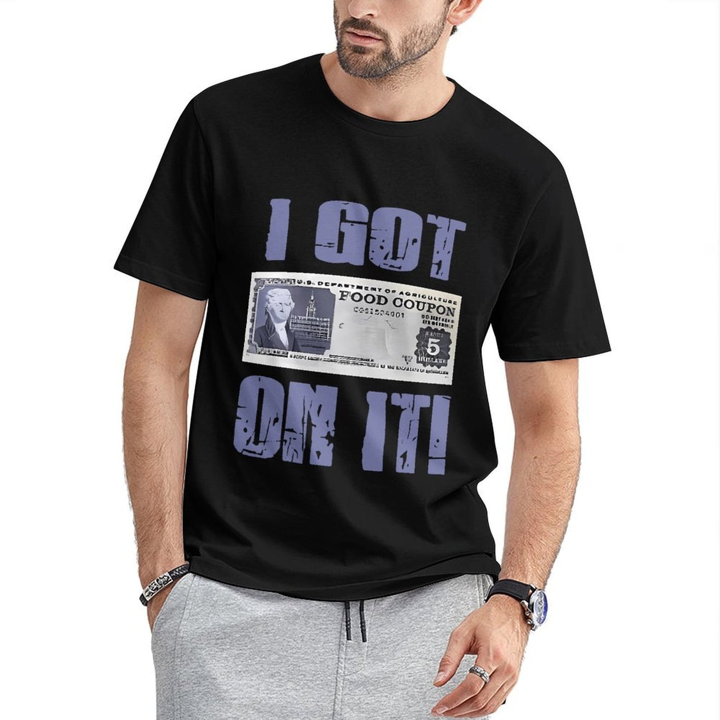 Inkmay Casual Cotton T-shirt Food Coupon Design With Jefferson Pattern Unisex T-shirtHeavyweight Design-Your-Own T-Shirt
