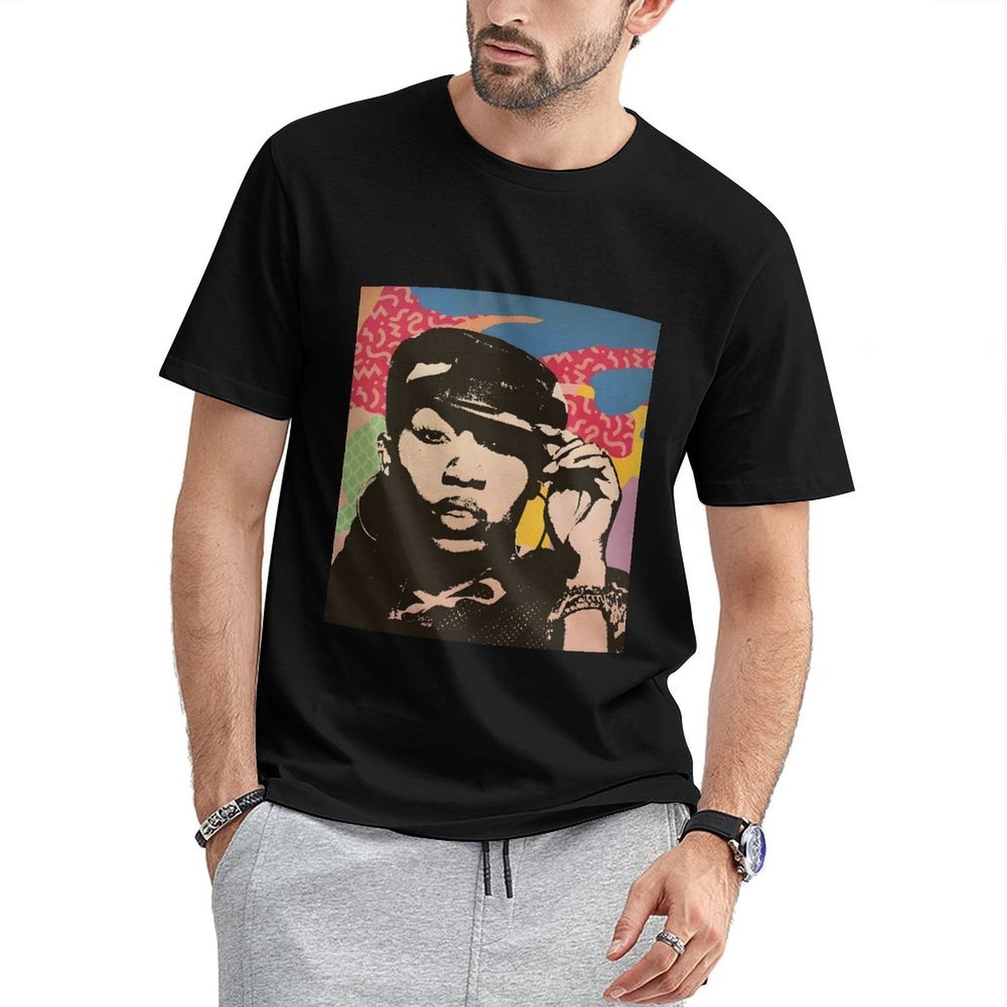 Inkmay Casual Cotton T-shirt Abstract Art With Bold Colors Unisex T-shirtHigh-Quality Relaxed T-Shirt