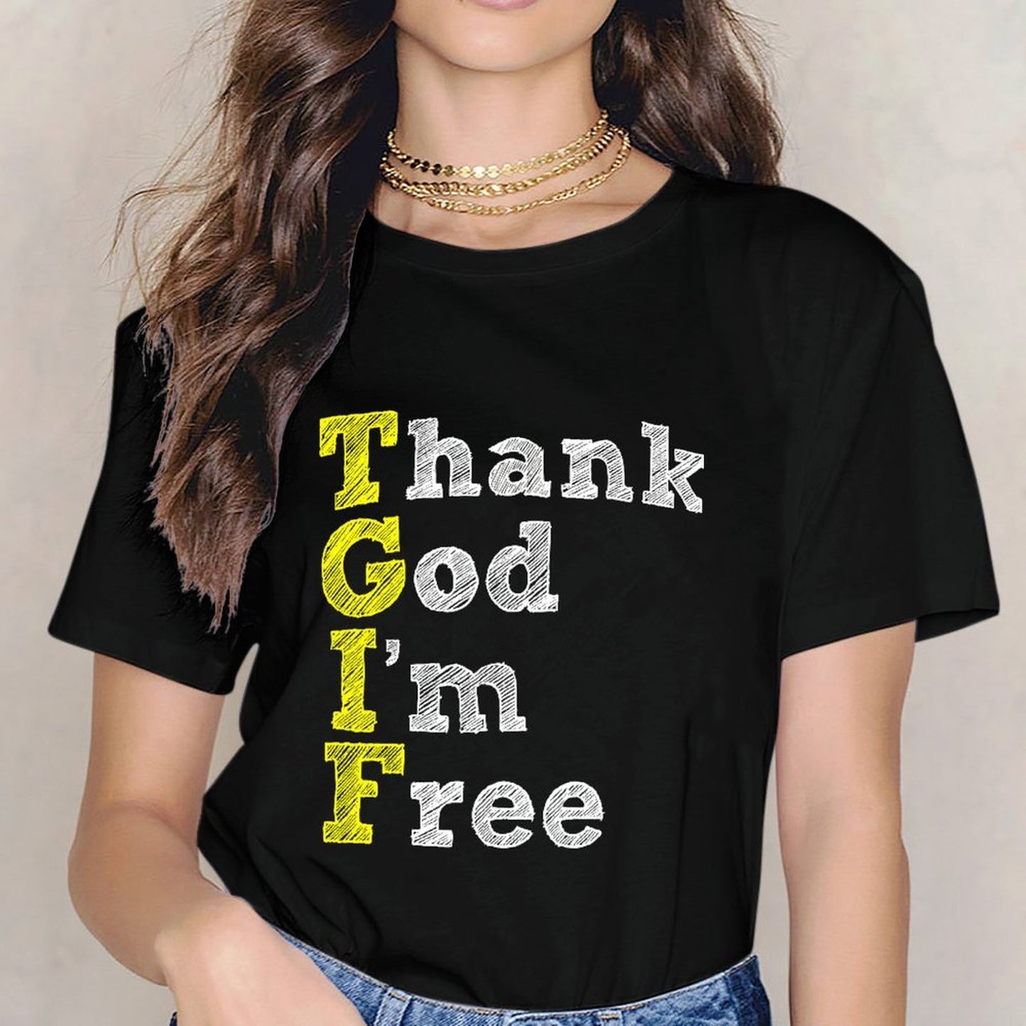 inkmay-casual-cotton-t-shirt-yellow-zigzag-pattern-on-white-background-unisex-t-shirt