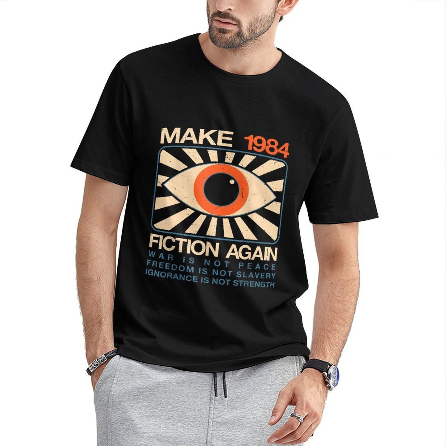 Inkmay Casual Cotton T-shirt Make 1984 Fiction Again War Unisex T-shirtFade-Resistant PremiumSeries T-Shirt