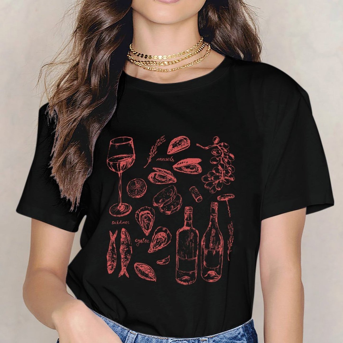 Inkmay Casual Cotton T-shirt Solid Red Background No Patterns Unisex T-shirtEverydaySeries Promotional T-Shirt