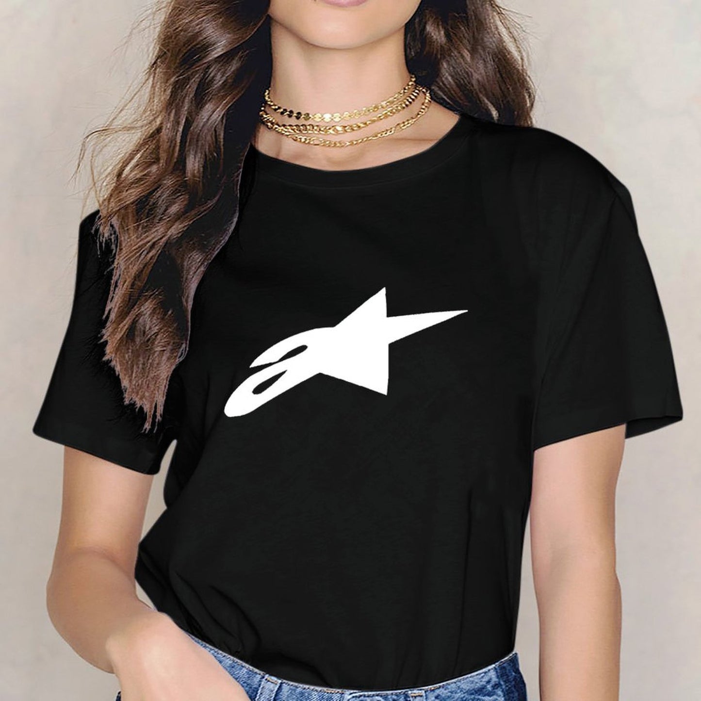 Inkmay Casual Cotton T-shirt Abstract White Logo On Gray Background Unisex T-shirtStandard Signature T-Shirt