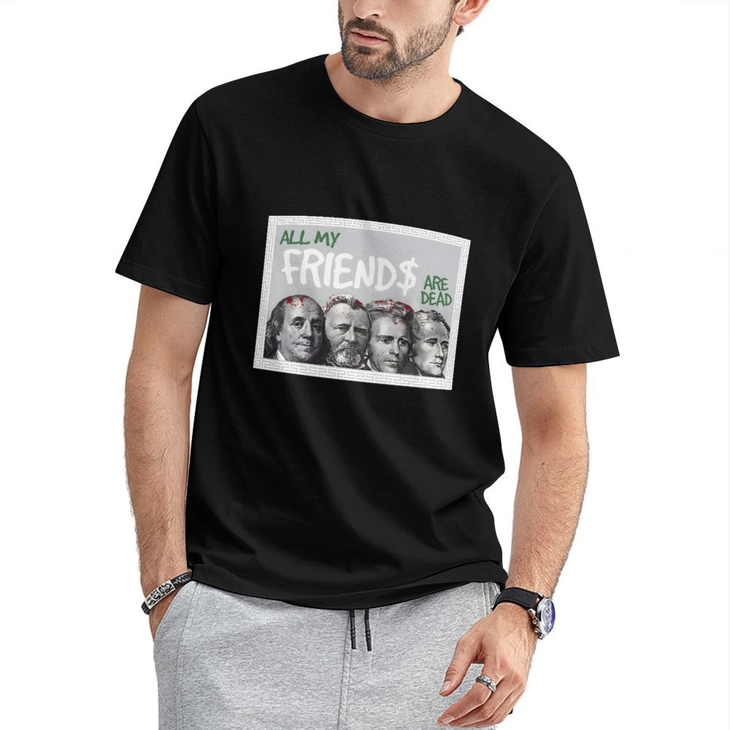 Inkmay Casual Cotton T-shirt All My Friends Are Dead Art Unisex T-shirtPrinting SmoothWear T-Shirt
