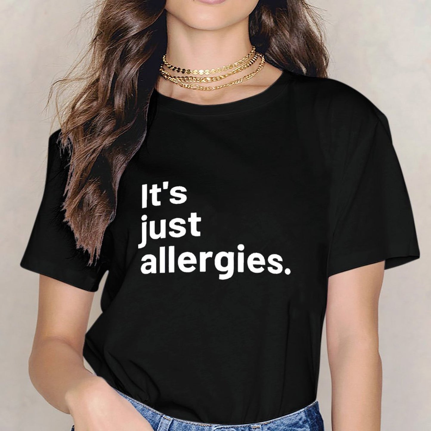 Inkmay Casual Cotton T-shirt It S Just Calories Pattern Prints Unisex T-shirt