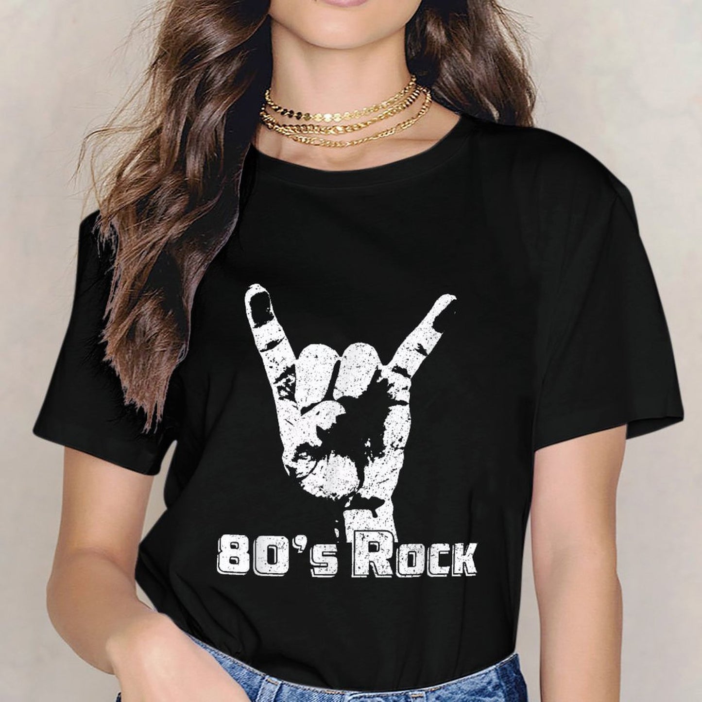 Inkmay Casual Cotton T-shirt Hand Gesture With Eighties Rock Design Unisex T-shirtStandard ClassicFit T-Shirt