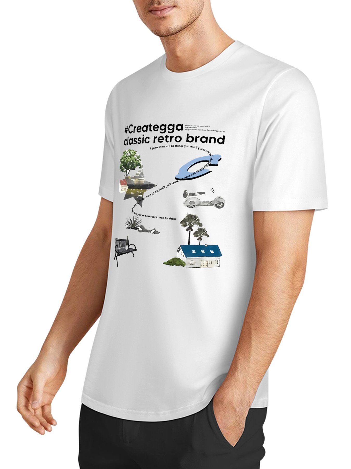 Inkmay Casual Cotton T-shirt Cityscape With Trees And Buildings Unisex T-shirtSharp Premium T-Shirt
