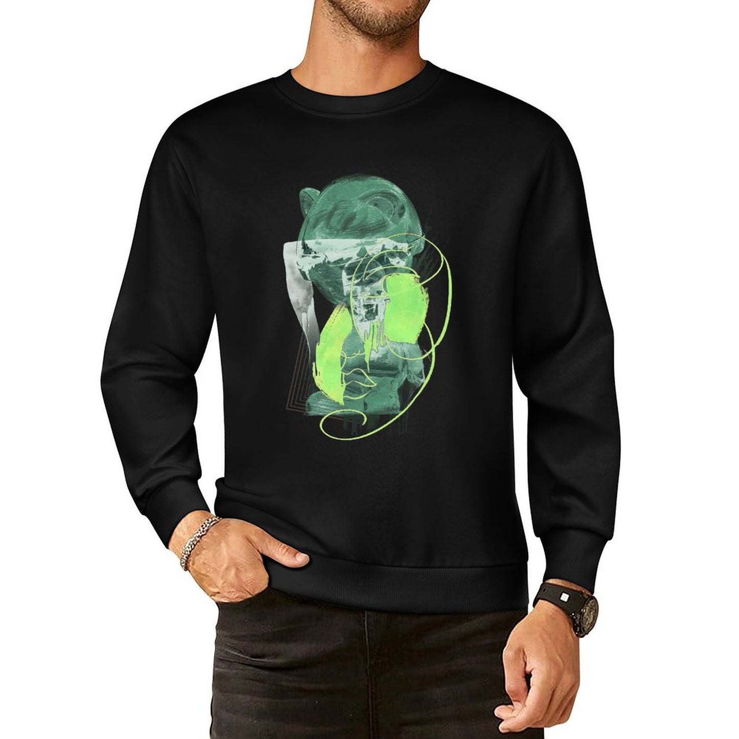 Long Sleeve With Front PatternCasual Crew Neck