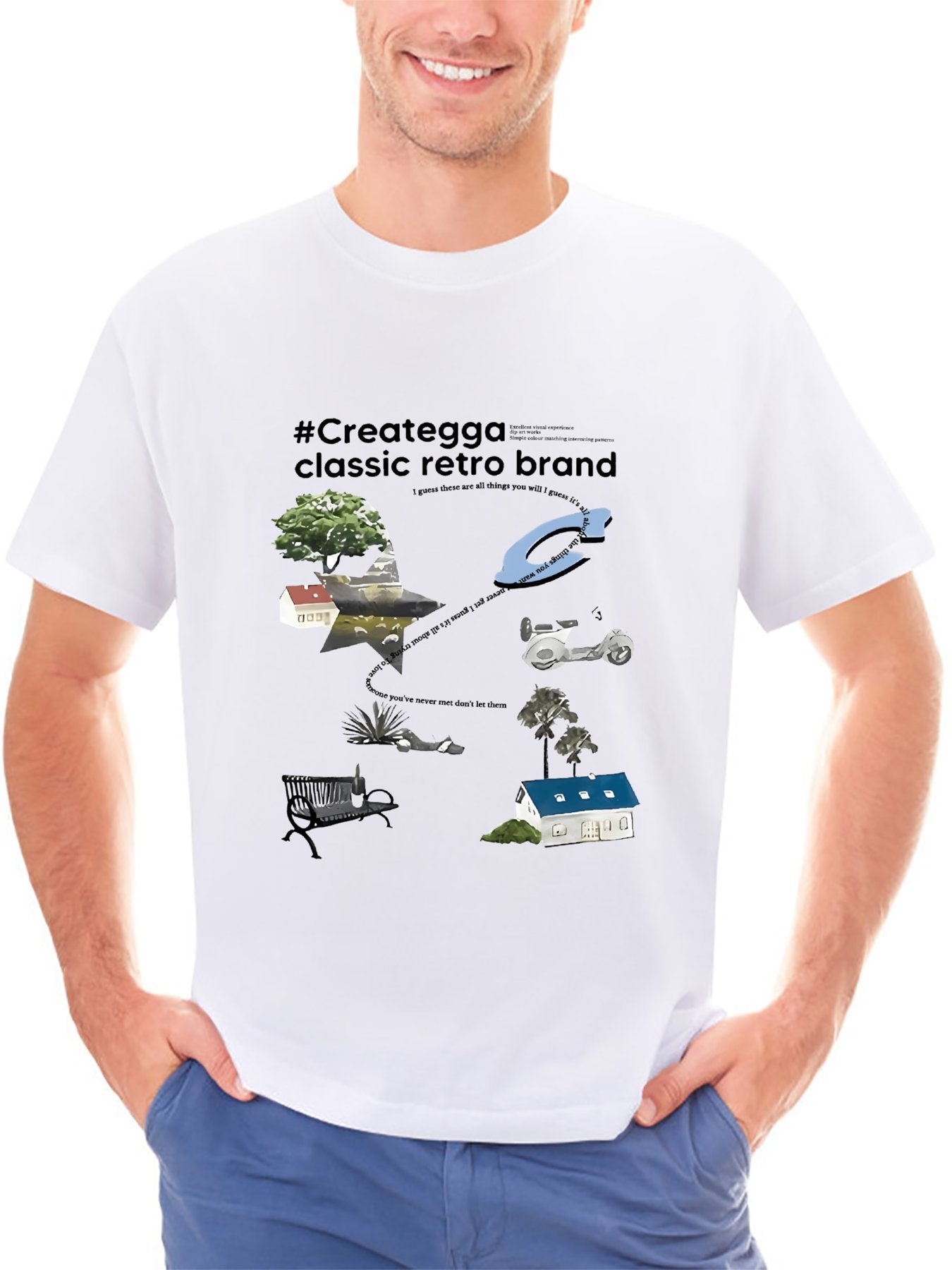 Inkmay Casual Cotton T-shirt Cityscape With Trees And Buildings Unisex T-shirtSharp Premium T-Shirt